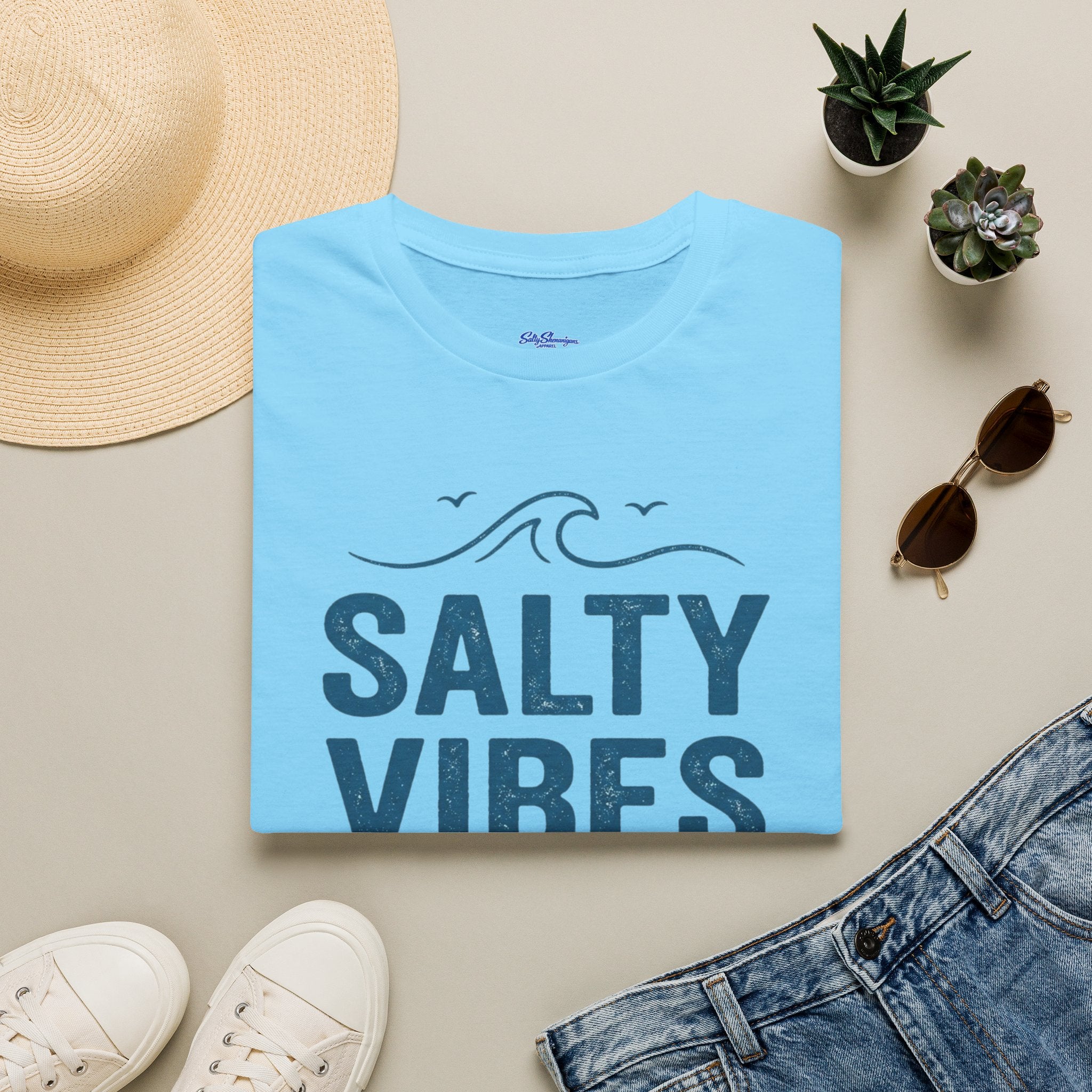 Salty Shenanigans Apparel Salty Vibes Only T-Shirt Printify