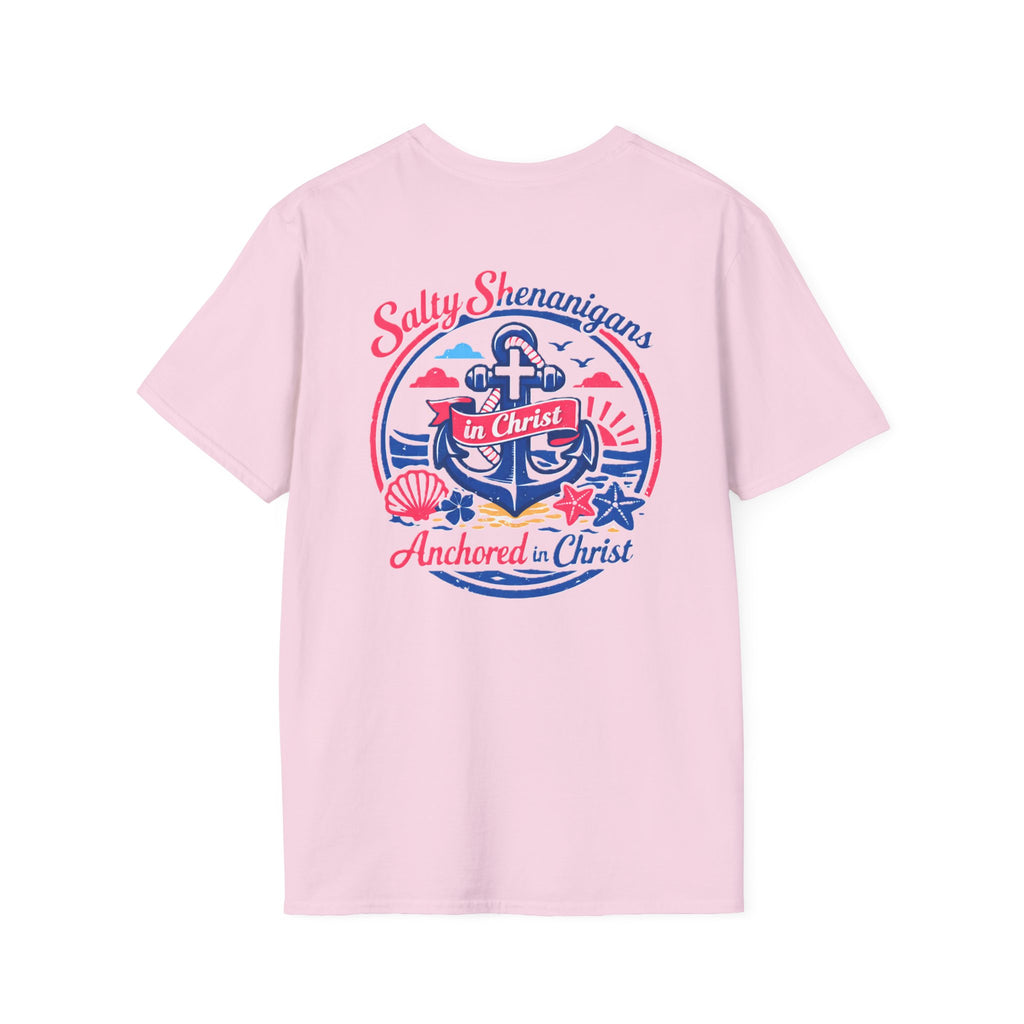 Retro Anchored in Christ Salty Shenanigans Tee Shirt Printify