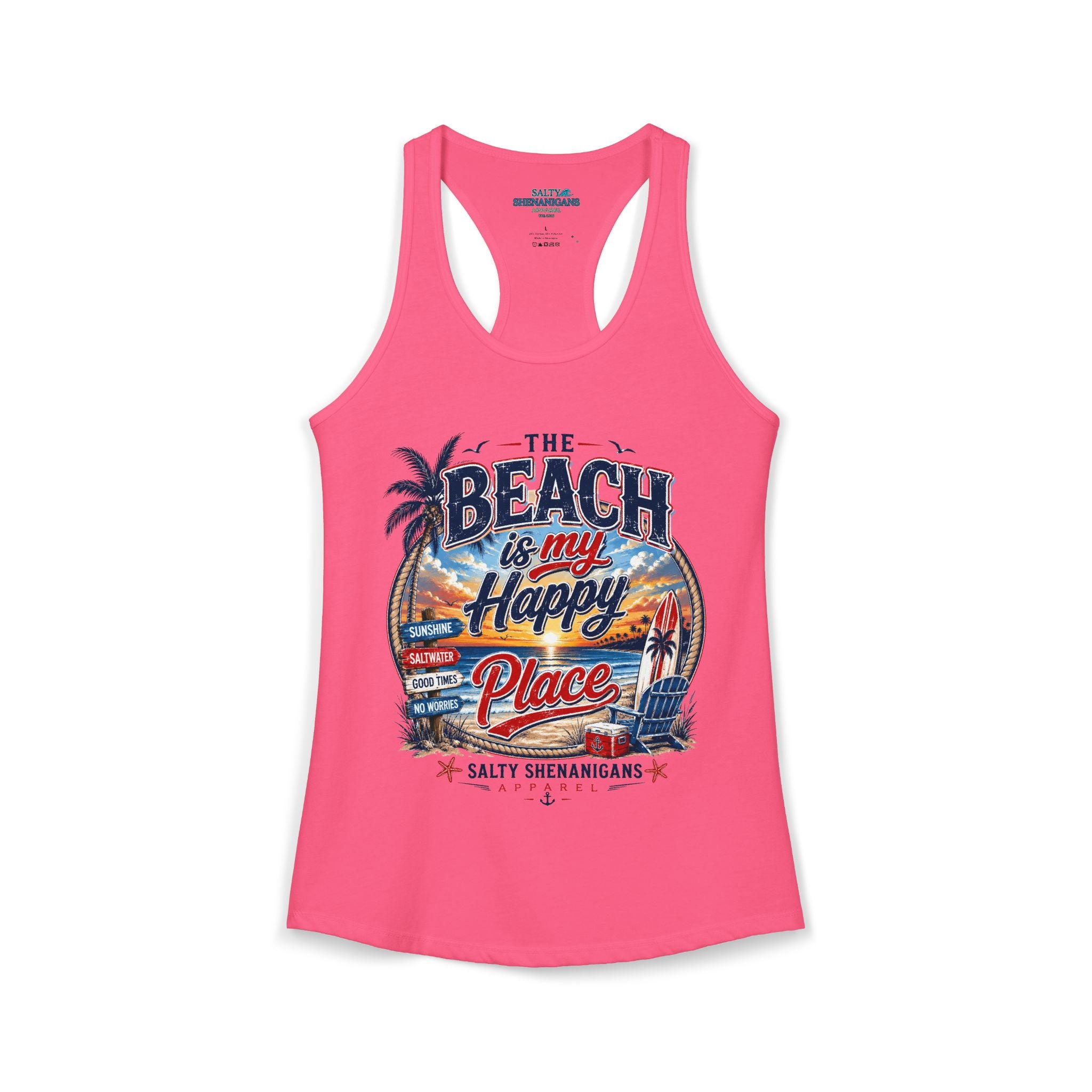 The Beach Is My Happy Place Women's Coastal Tank Top Printify