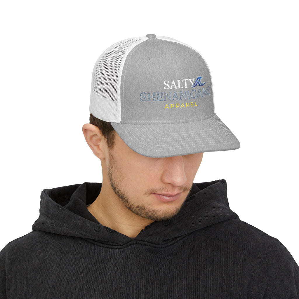 Salty Shenanigans Apparel Snapback Trucker Cap | Premium Coastal Beach Hat | Adjustable Mesh Baseball Cap Printify