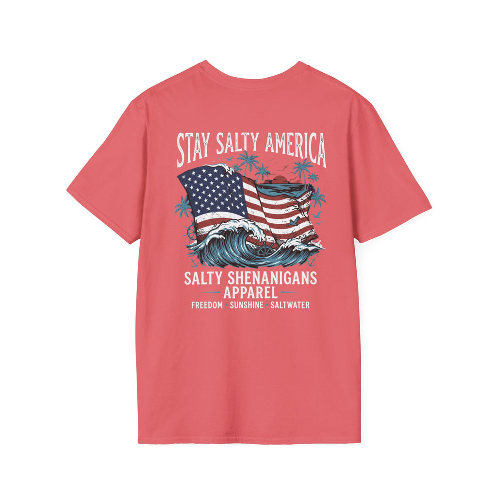 Stay Salty America Patriotic Coastal T-Shirt | Salty Shenanigans Apparel Printify