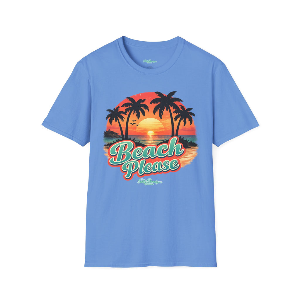 Salty Shenanigans Apparel Beach Please Sunset T-Shirt Printify