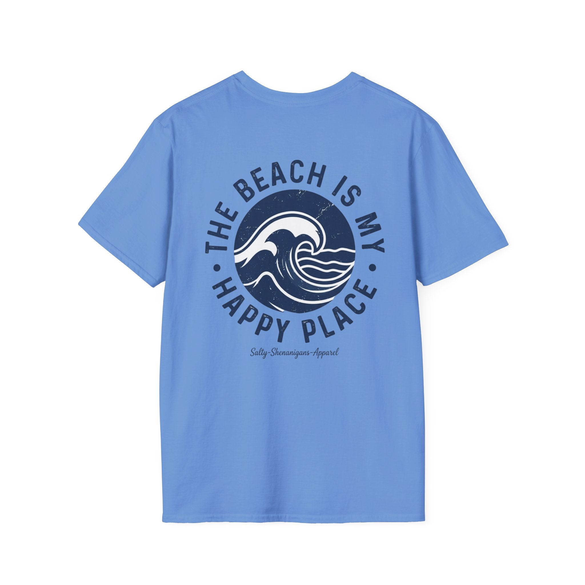 Salty Shenanigans Apparel The Beach Is My Happy Place T-Shirt Printify