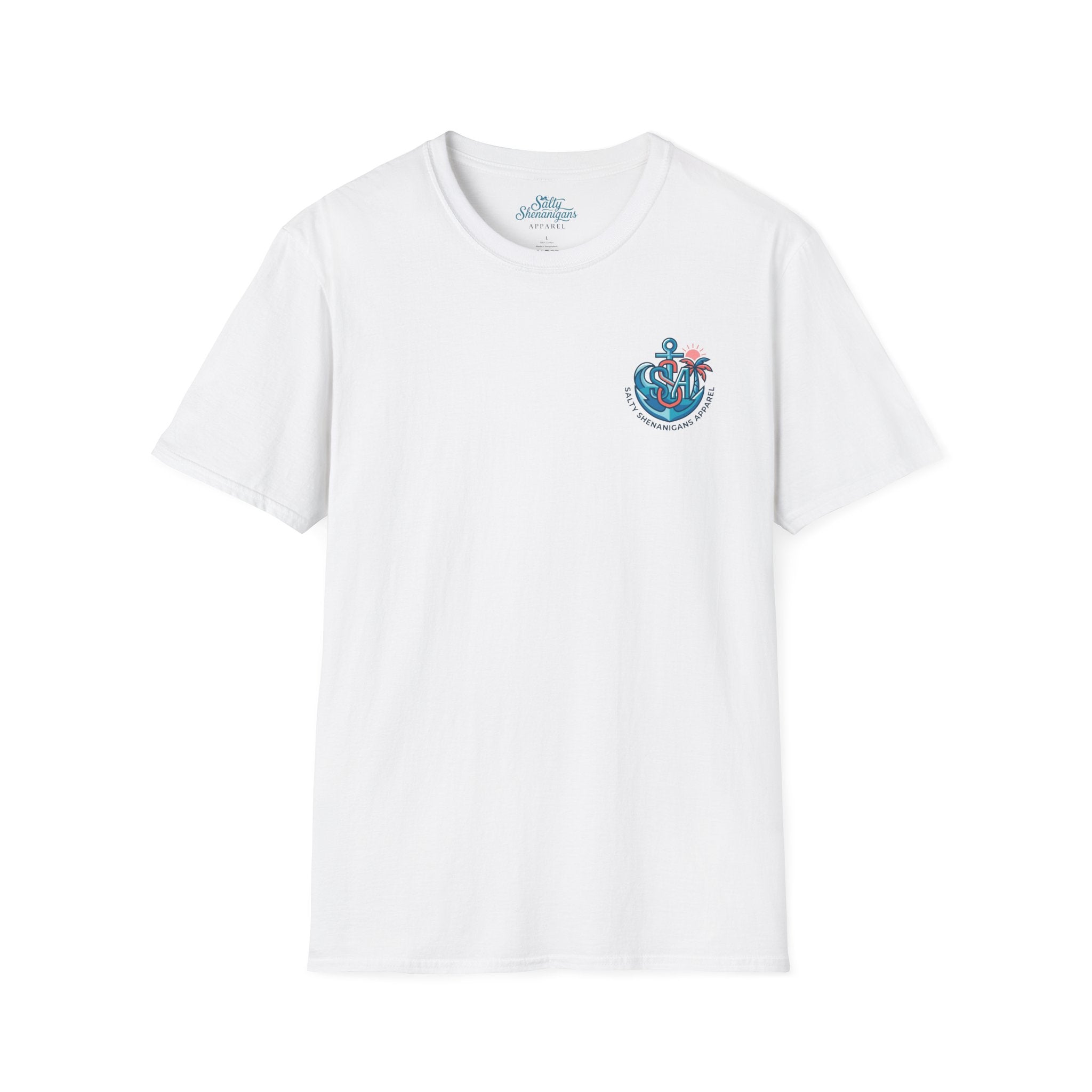 Salty Shenanigans Anchor Monogram Tee | Coastal Lifestyle T-Shirt | Gildan 64000 Softstyle Printify