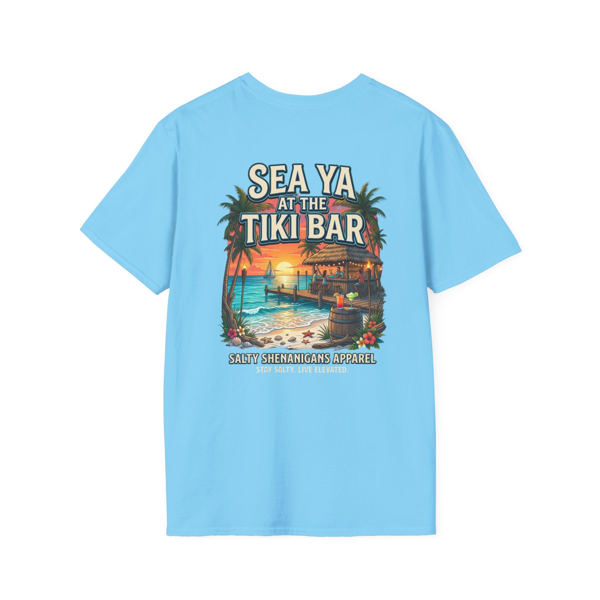 Sea Ya at the Tiki Bar Beach T-Shirt | Tropical Vacation Graphic Tee Printify