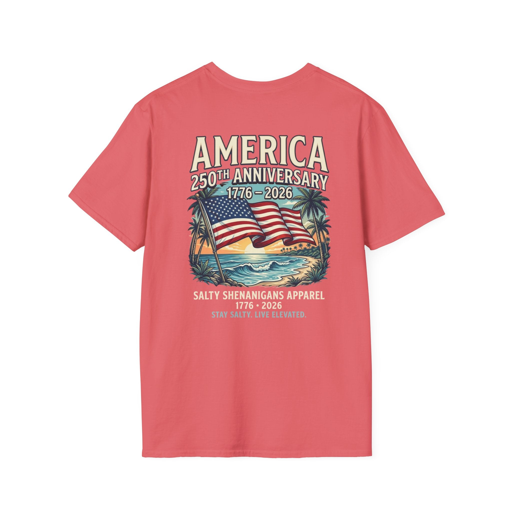America 250th Anniversary Coastal Flag Tee | Salty Shenanigans Apparel Printify