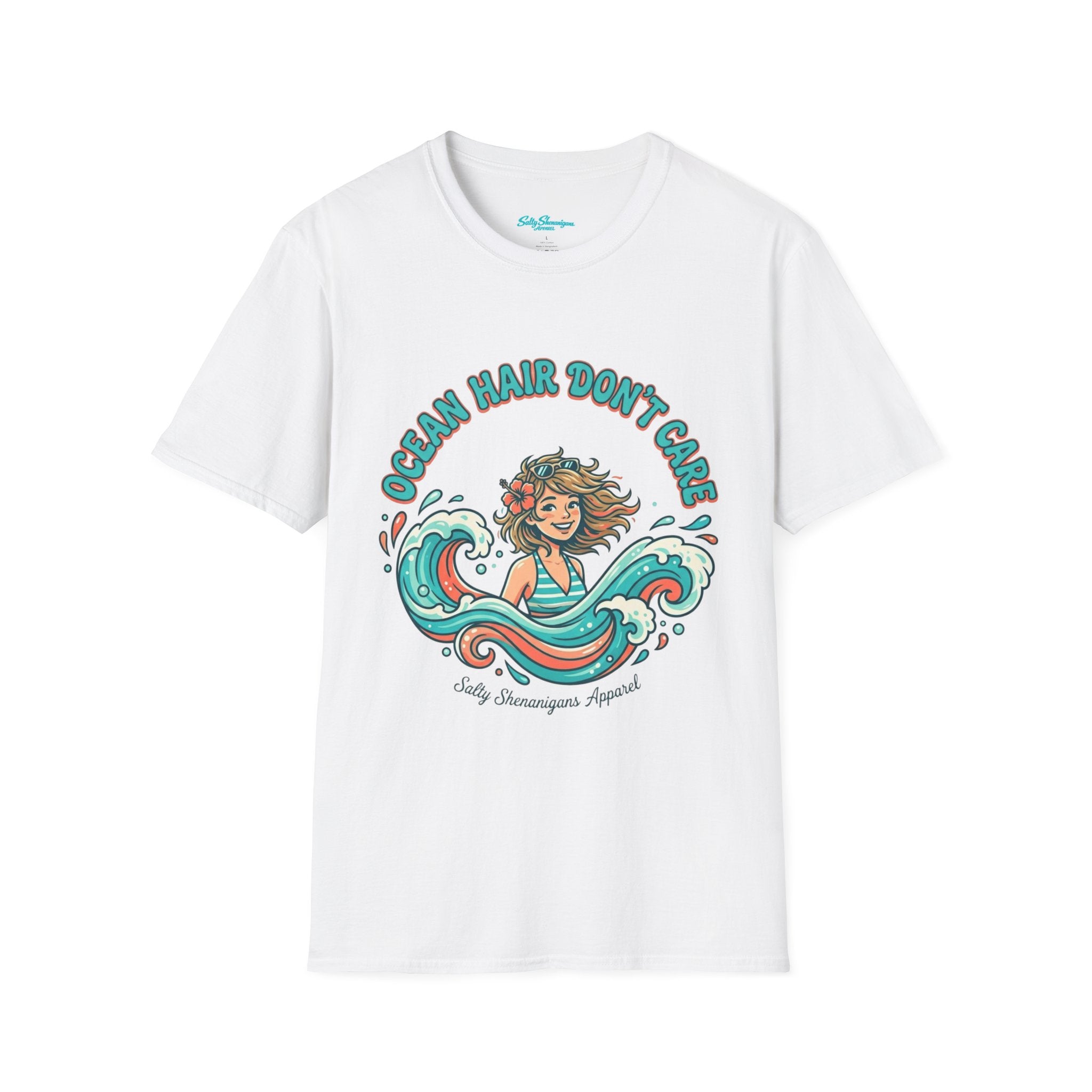 Ocean Hair Don't Care Salty Shenanigans Apparel  T-Shirt Printify