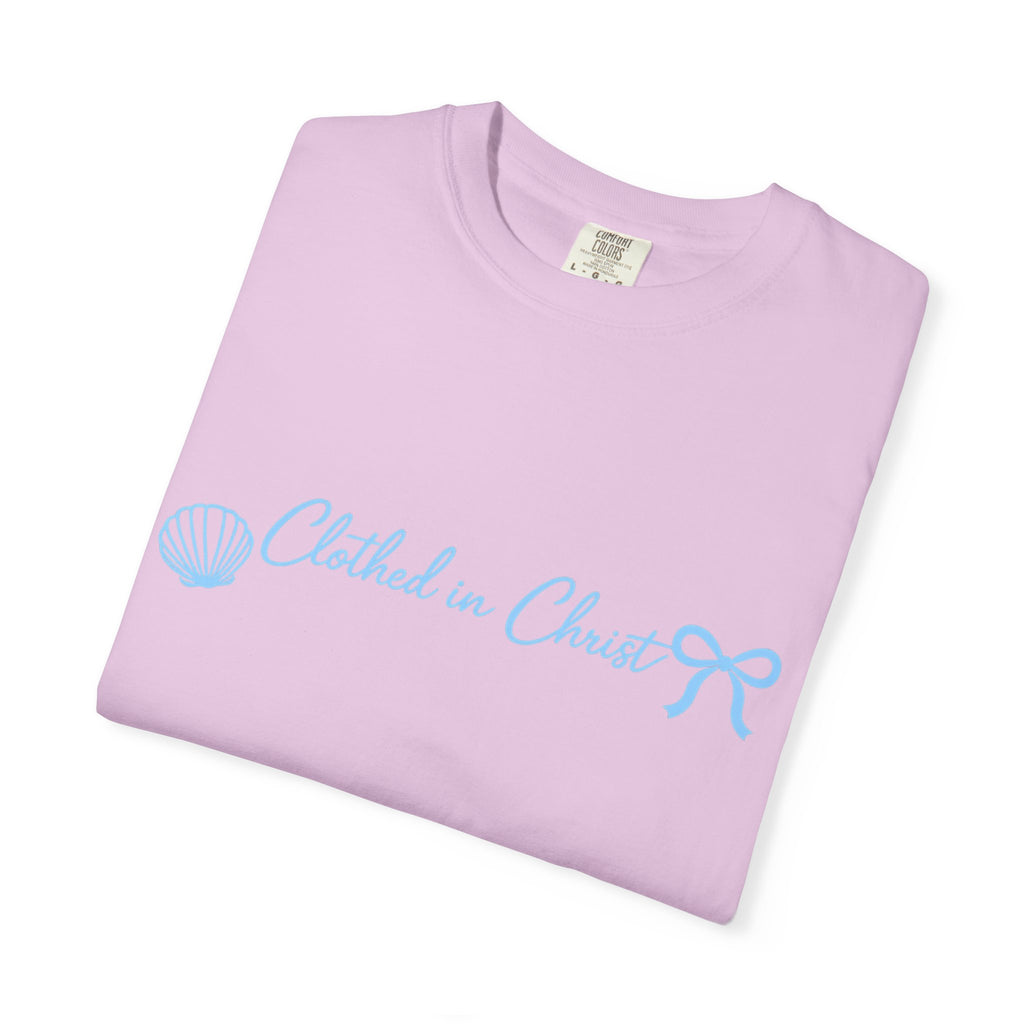 Clothed in Christ Coastal T-Shirt- Blue Print Printify