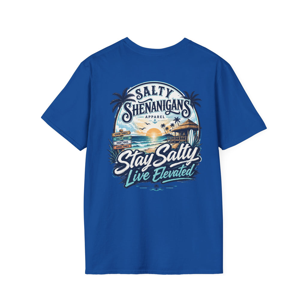 Stay Salty, Live Elevated Coastal Beach Bar Tee Printify