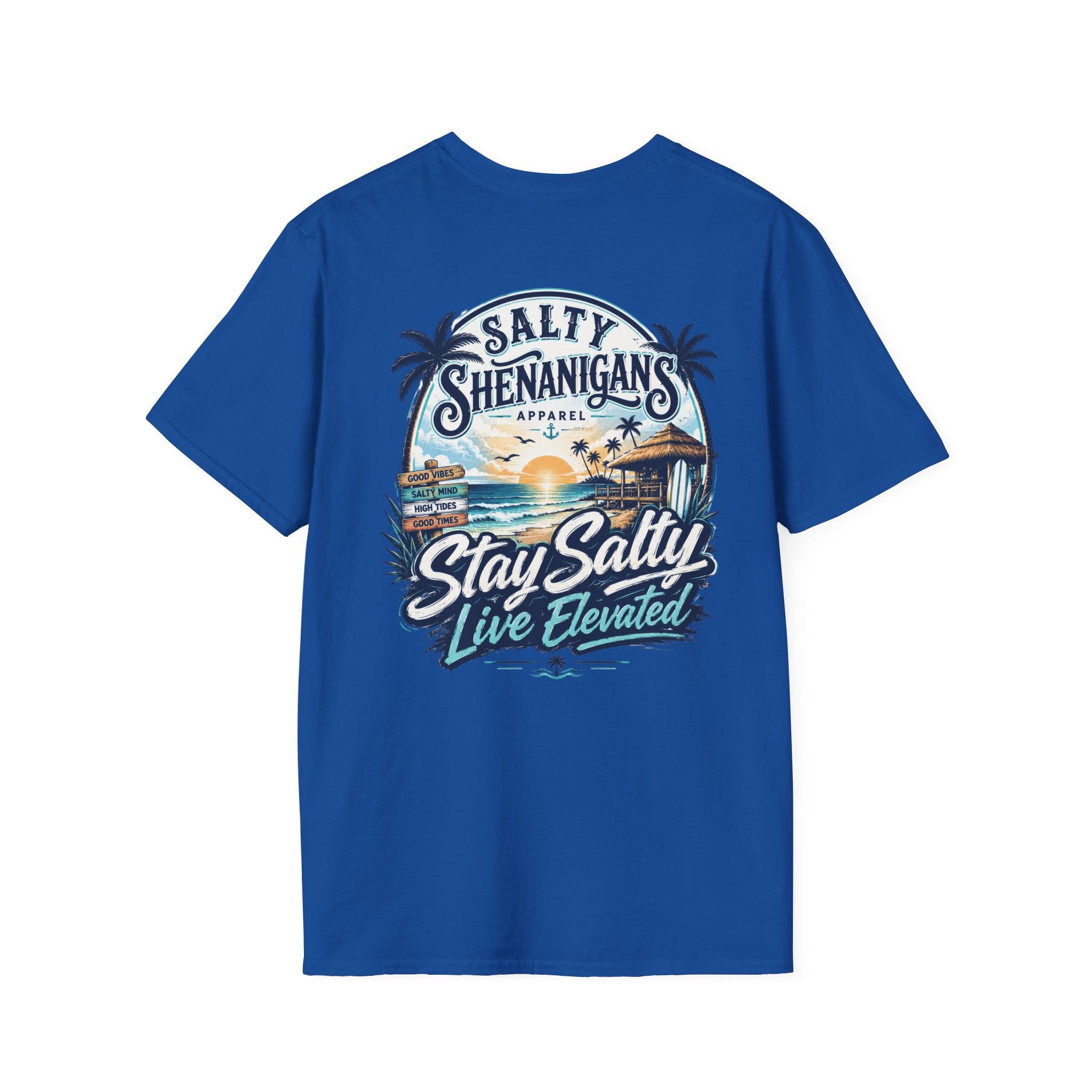 Stay Salty, Live Elevated Coastal Beach Bar Tee Printify