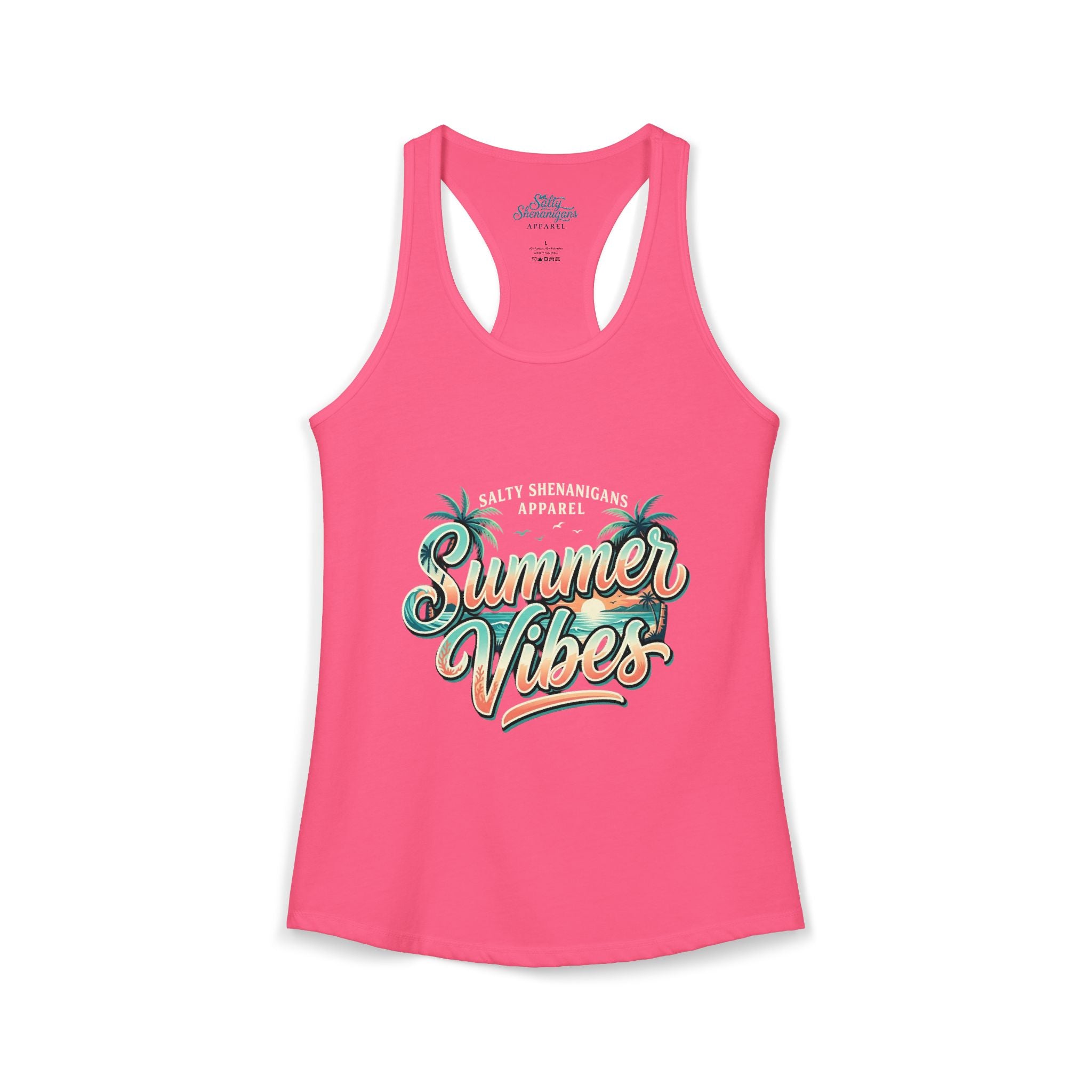 Summer Vibes Women's Racerback Tank Top | Salty Shenanigans Apparel Printify