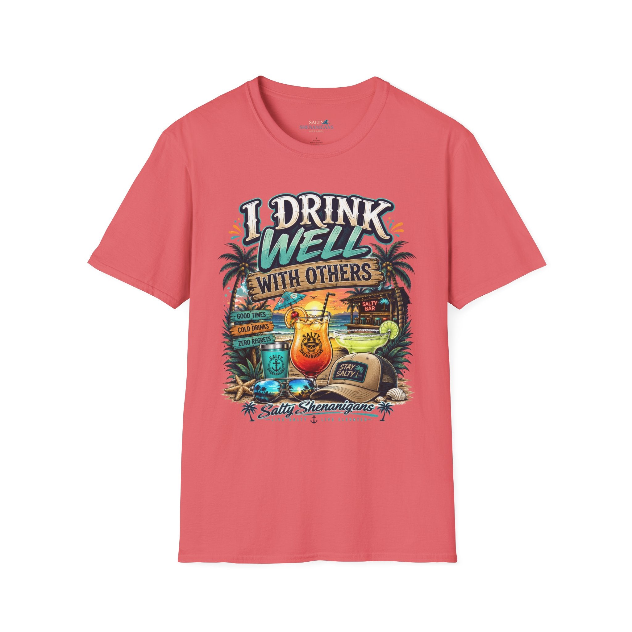 I Drink Well With Others Beach Bar Front T-Shirt Printify