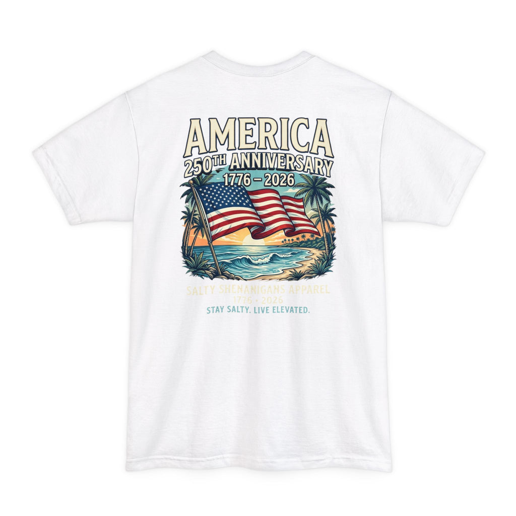 America 250th Anniversary 1776–2026 – Patriotic Coastal Tall Tee | Hanes Beefy-T Tall Printify