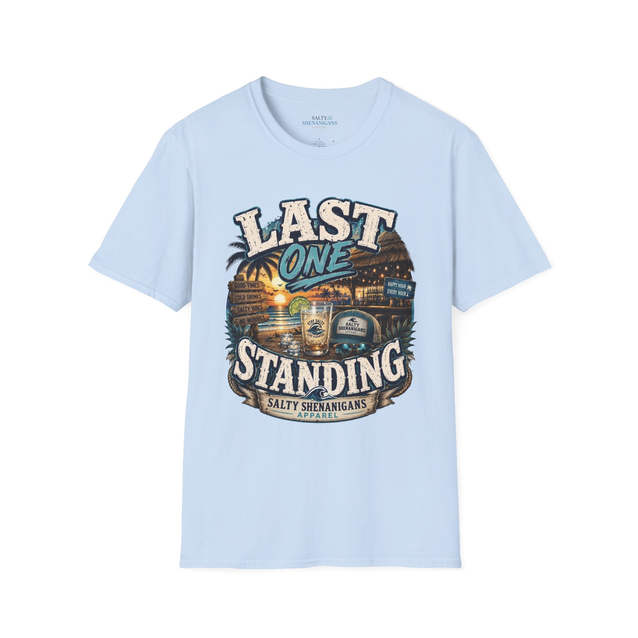 Last One Standing Beach Bar Graphic Tee Printify