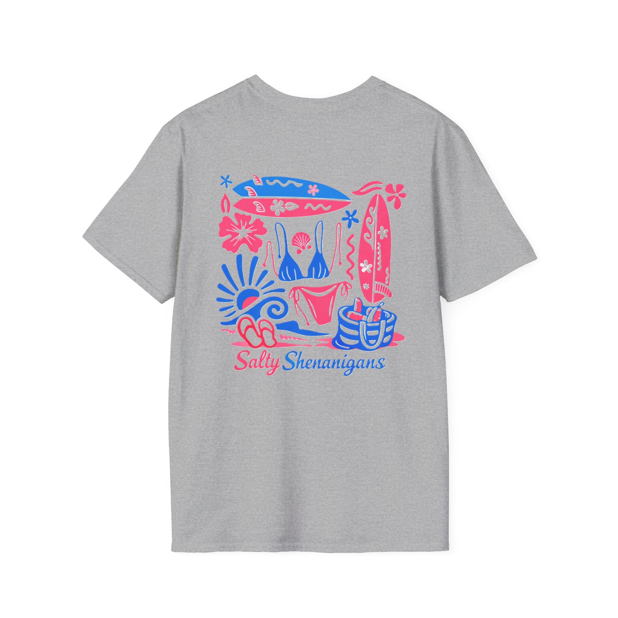 Salty Shenanigans Beach Club T-Shirt — Graphic Beach Scene Tee Printify