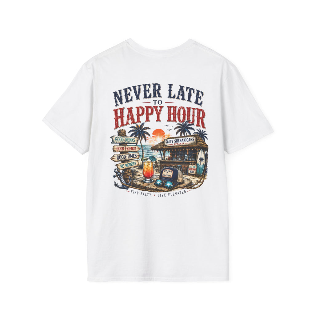 Happy Hour Never Waits Premium Coastal Beach Tee Printify