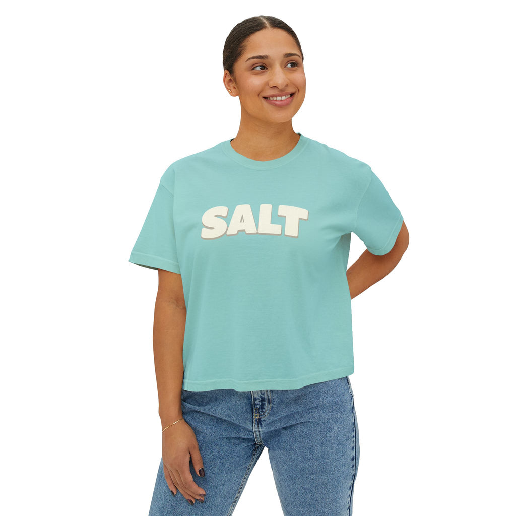 SALT Women's Boxy Tee - 'Salty Shenanigans' Beach Sunset Graphic Printify
