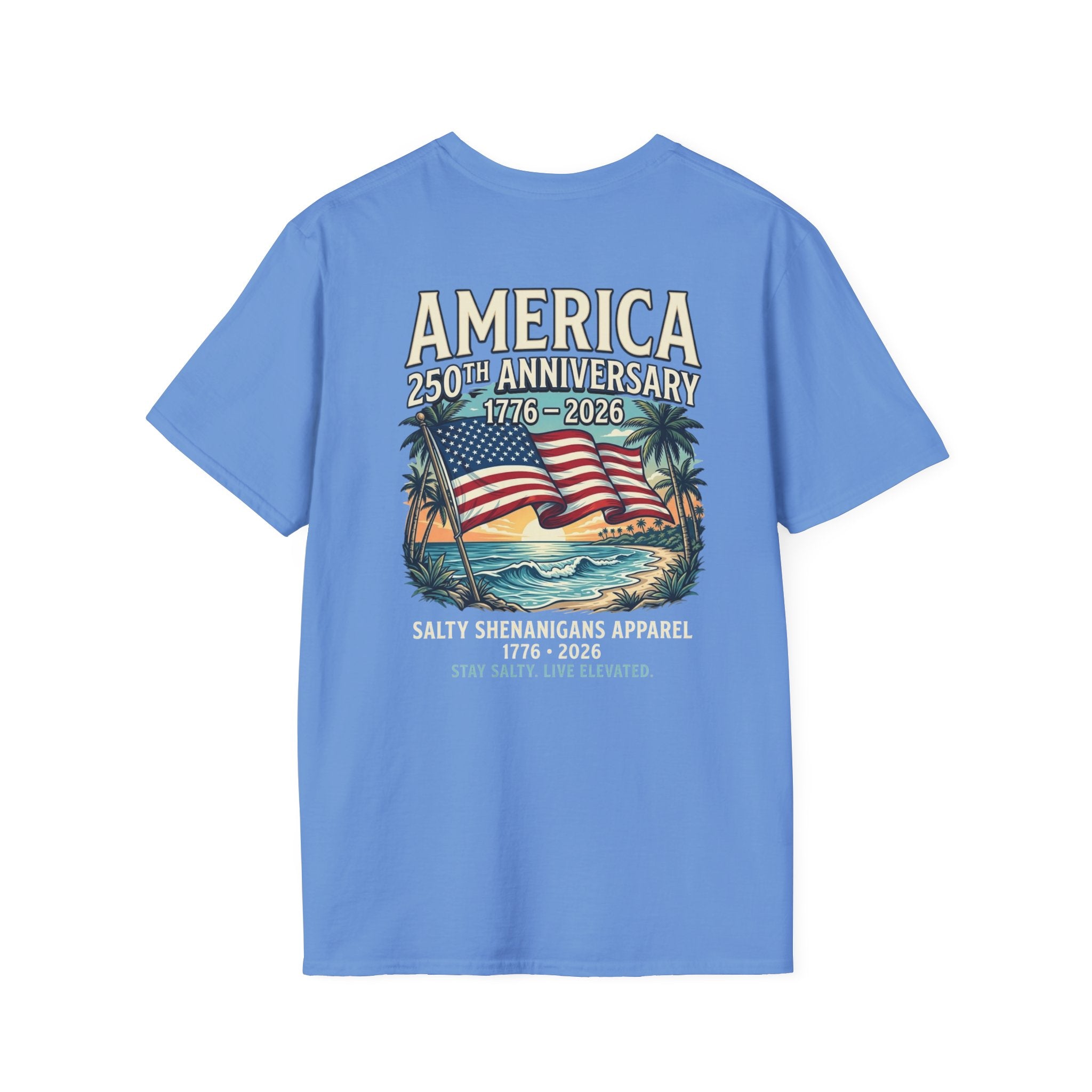 America 250th Anniversary Coastal Flag Tee | Salty Shenanigans Apparel Printify