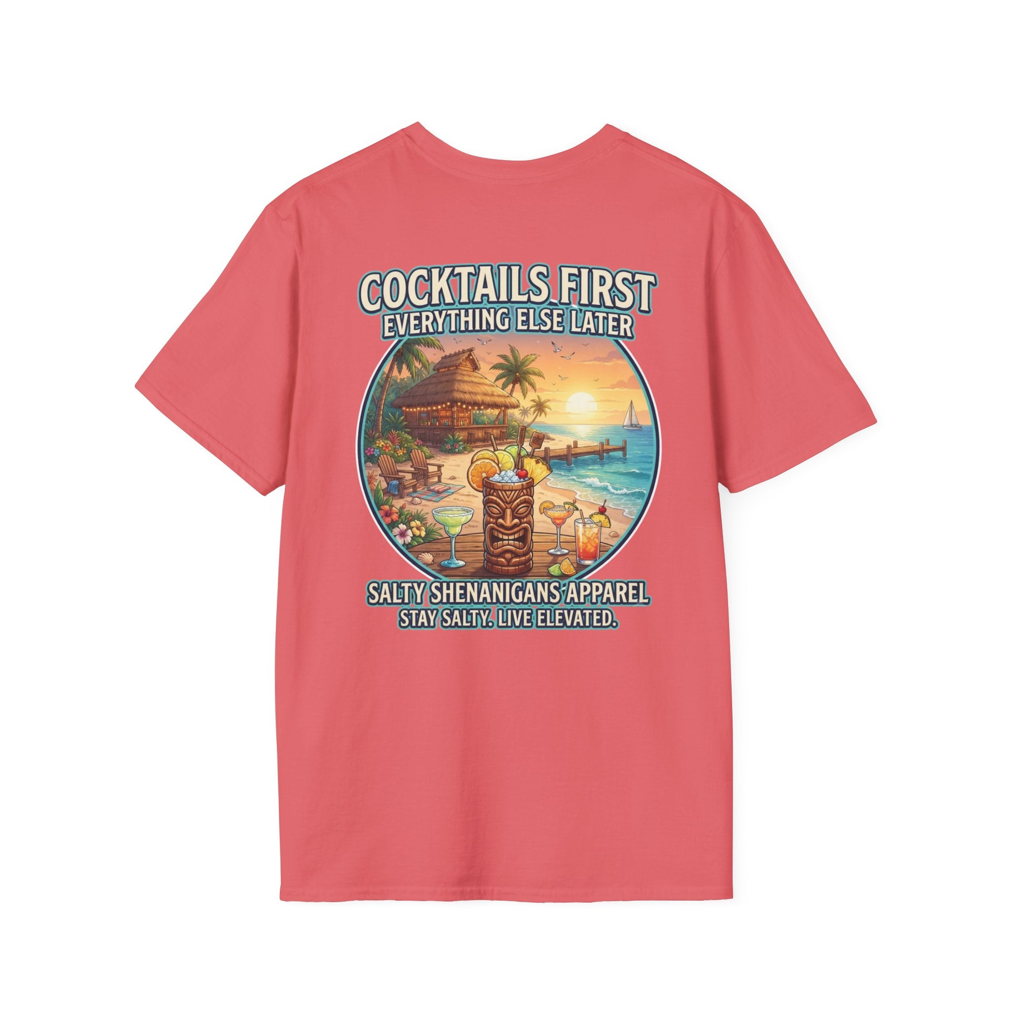 Cocktails First, Everything Else Later Beach Bar T-Shirt Printify