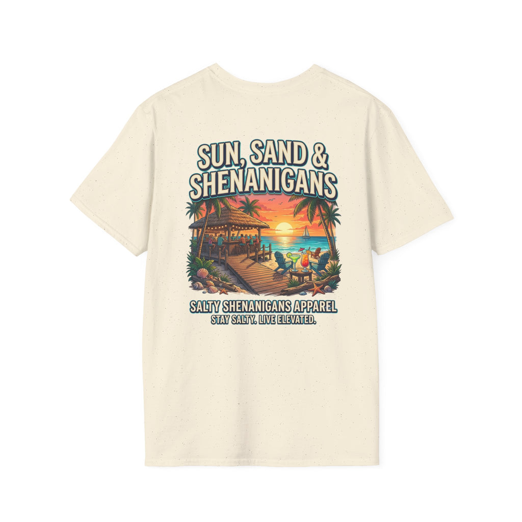 Sun, Sand & Shenanigans Beach T-Shirt | Tropical Vacation Graphic Tee Printify