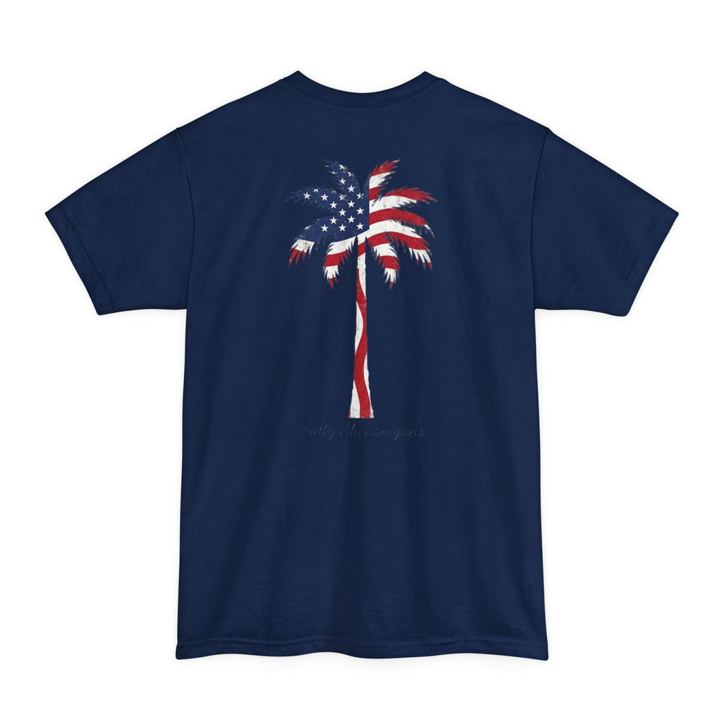 Tall American Flag Palm — Salty Shenanigans Apparel Patriotic Tee Printify