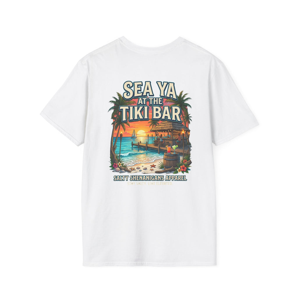 Sea Ya at the Tiki Bar Beach T-Shirt | Tropical Vacation Graphic Tee Printify