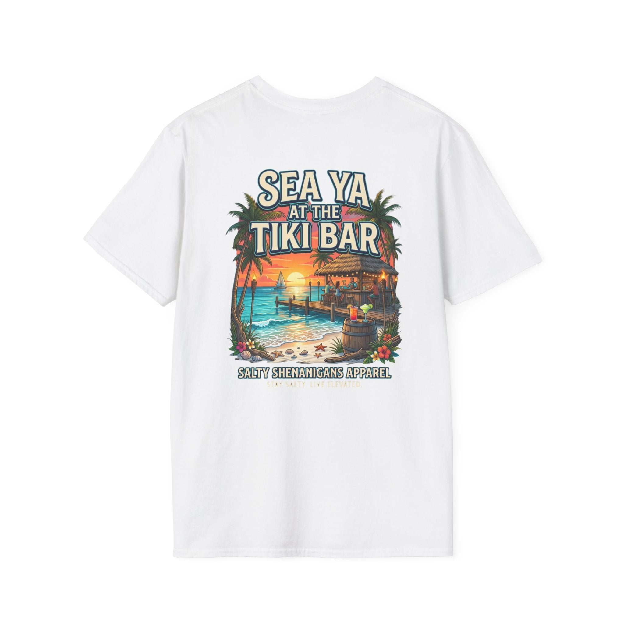 Sea Ya at the Tiki Bar Beach T-Shirt | Tropical Vacation Graphic Tee Printify