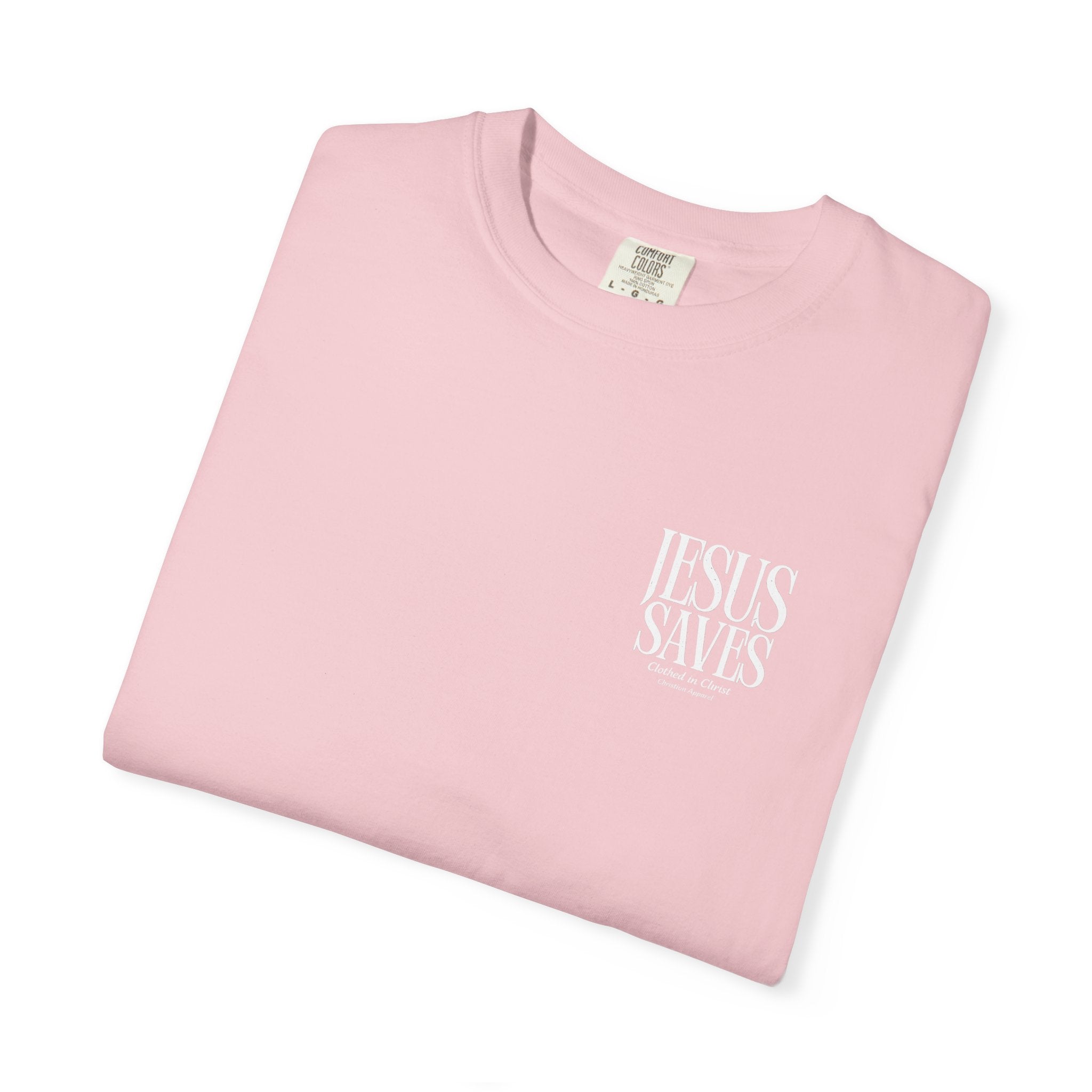 Jesus Saves T-Shirt — Minimal Embossed Religious Tee Printify