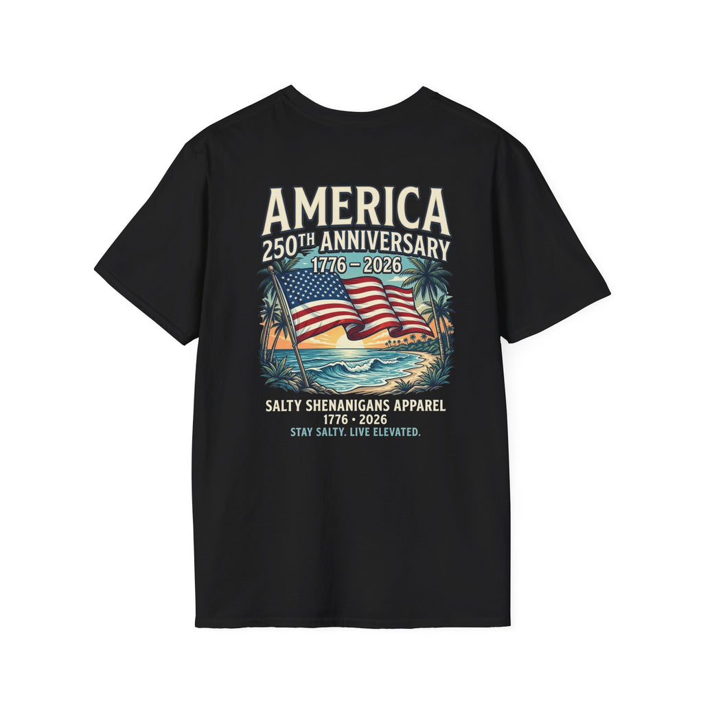 America 250th Anniversary Coastal Flag Tee | Salty Shenanigans Apparel Printify