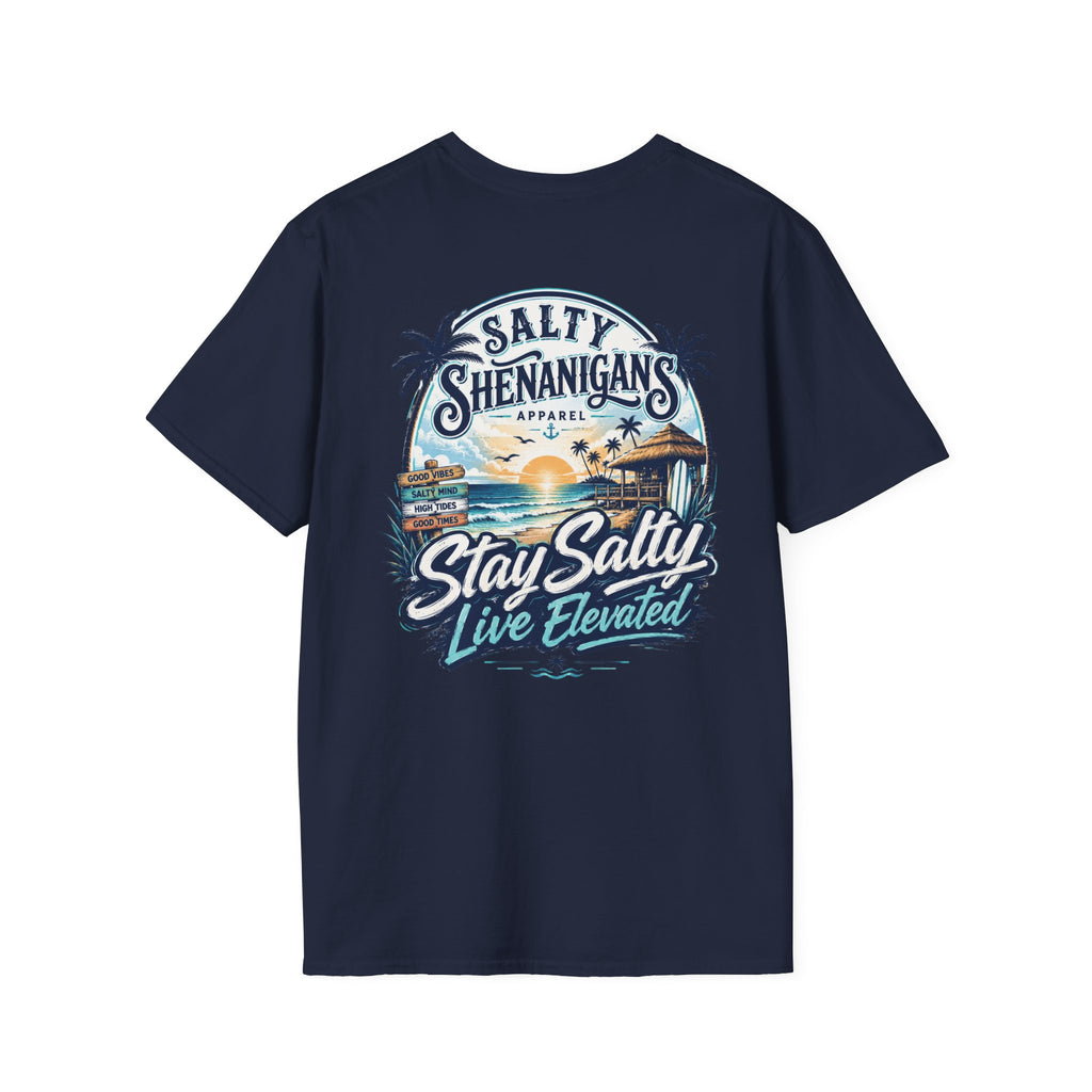 Stay Salty, Live Elevated Coastal Beach Bar Tee Printify