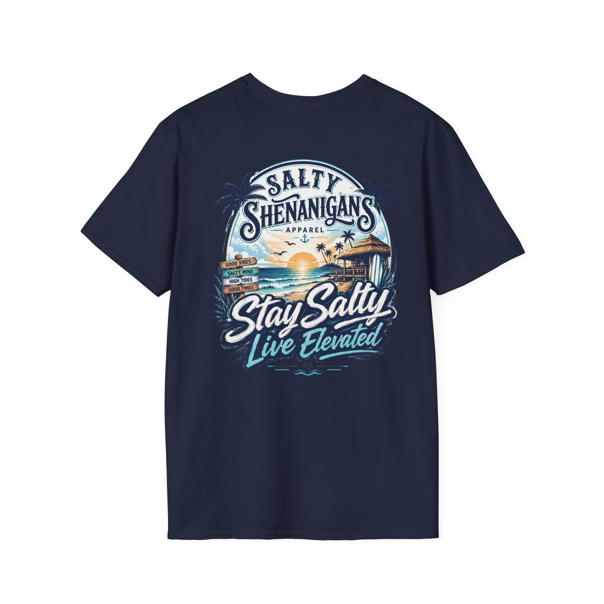 Stay Salty, Live Elevated Coastal Beach Bar Tee Printify