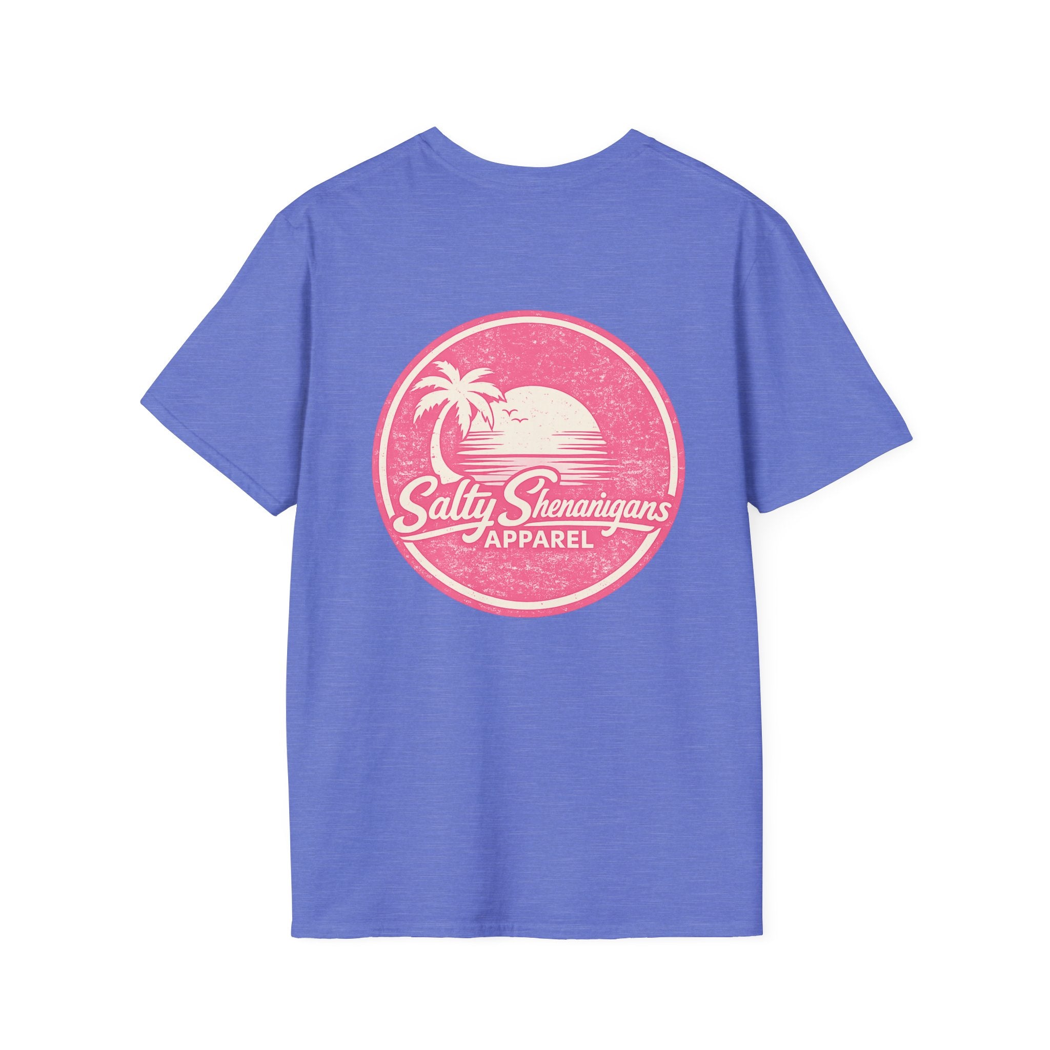 Salty Shenanigans Sunset Palm Pink T-Shirt Printify