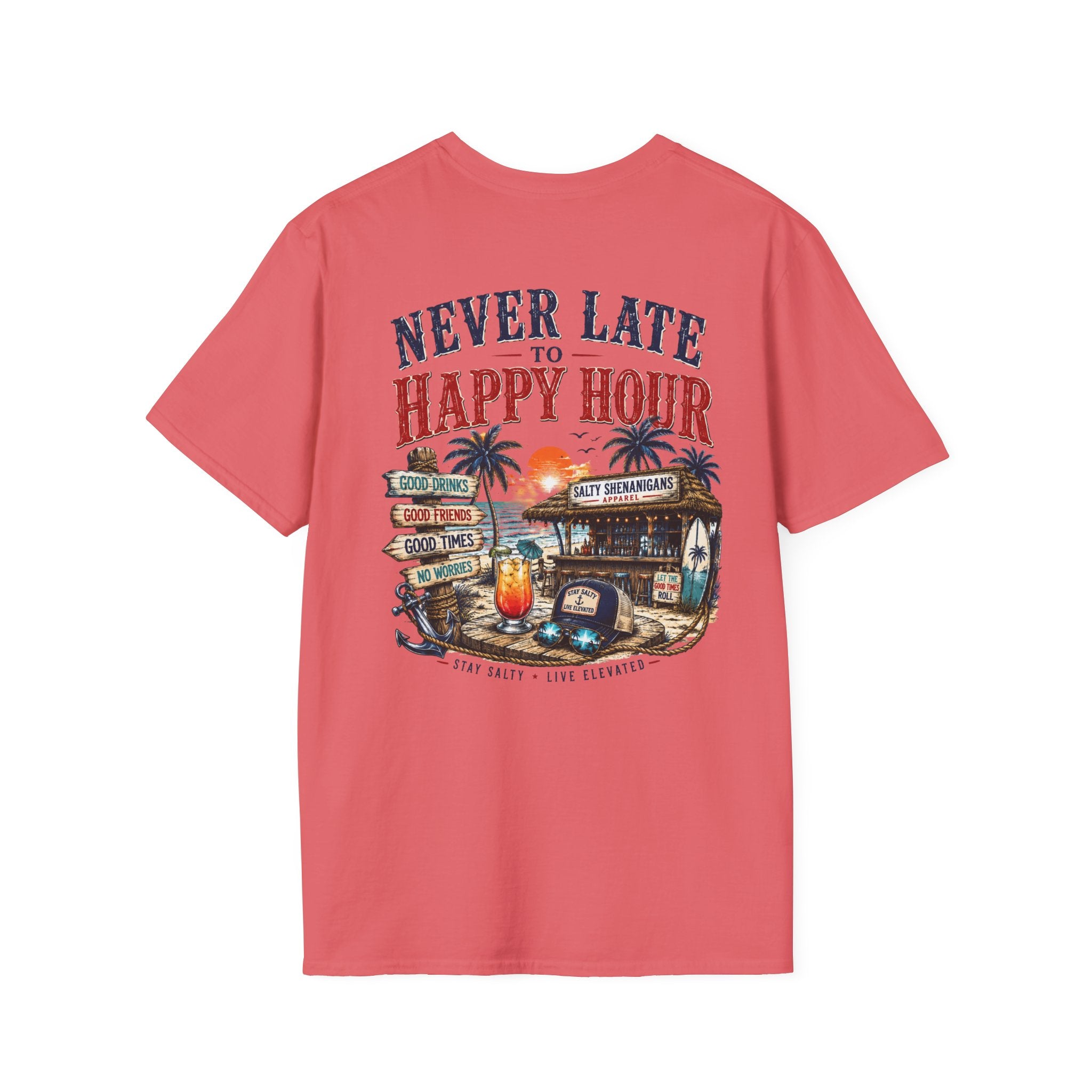 Happy Hour Never Waits Premium Coastal Beach Tee Printify