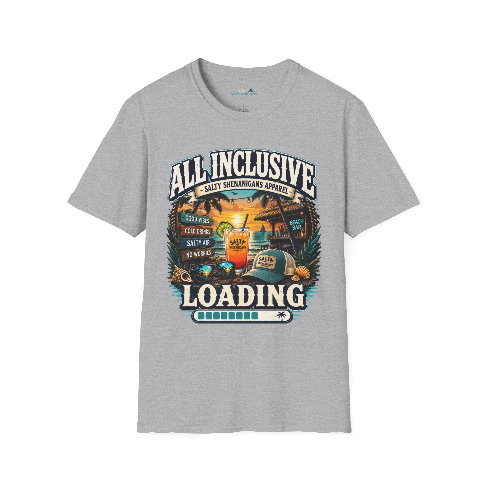 All Inclusive Loading Beach Vacation T-Shirt Printify