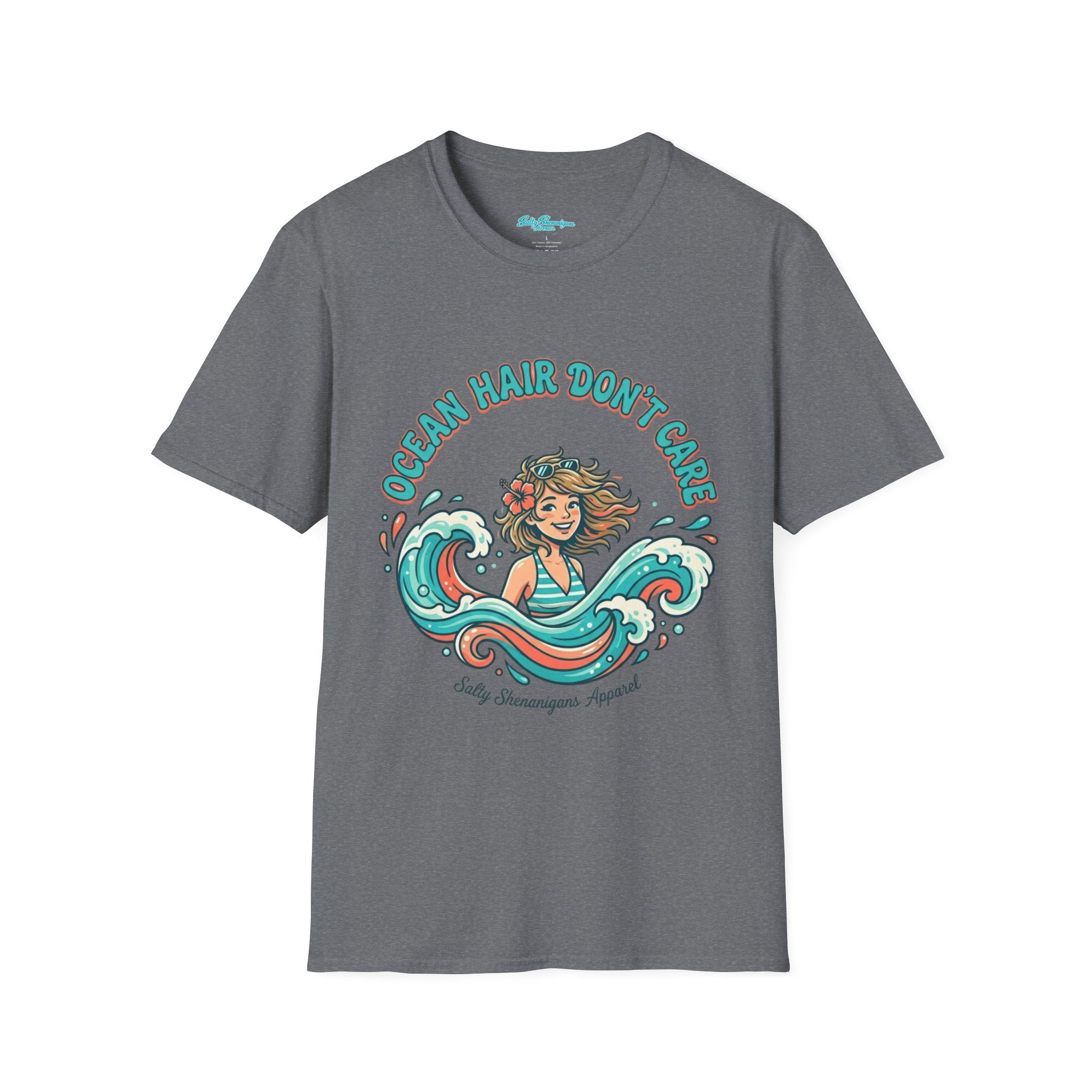 Ocean Hair Don't Care Salty Shenanigans Apparel  T-Shirt Printify