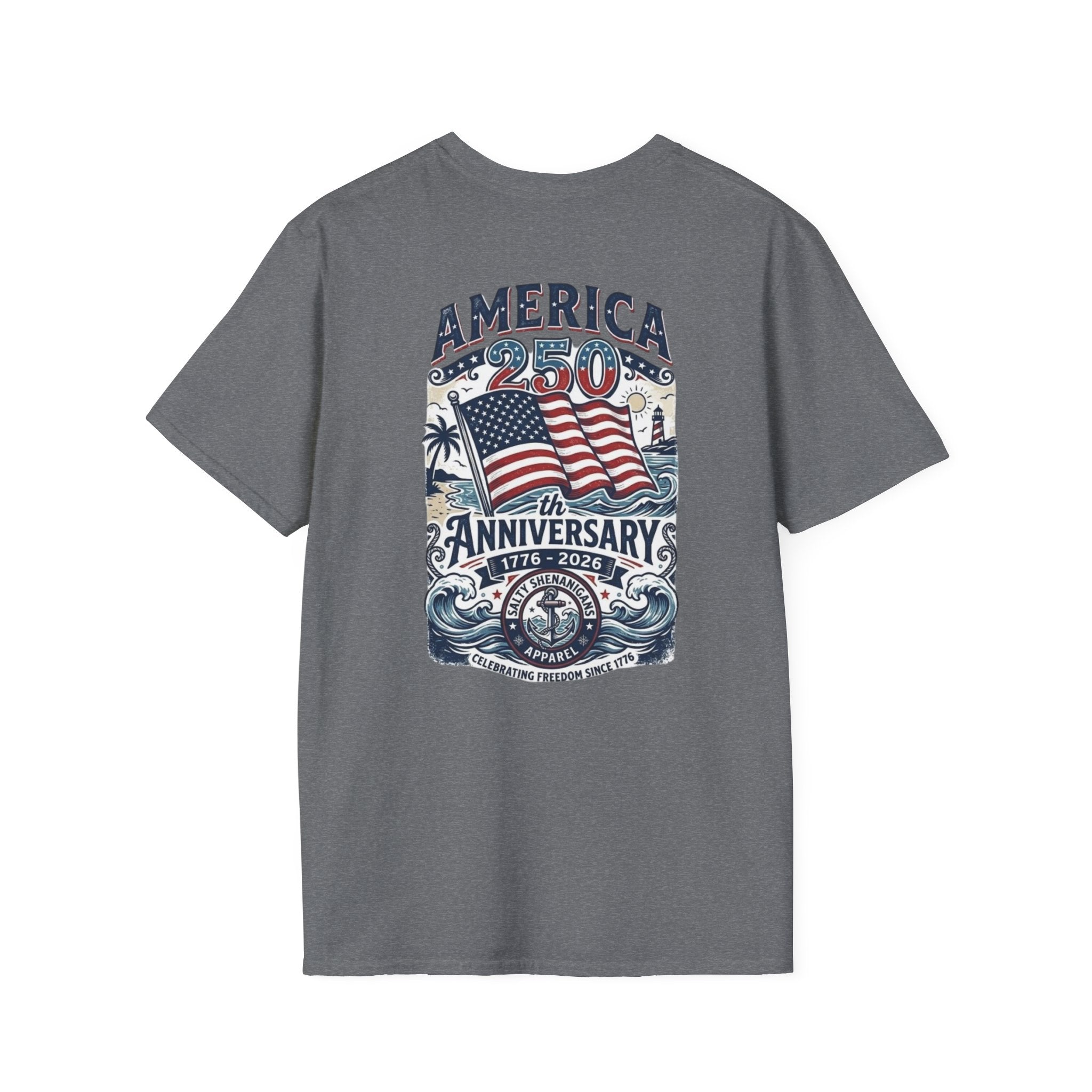 Salty Shenanigans Apparel America 250 Beach Palm T-Shirt Printify