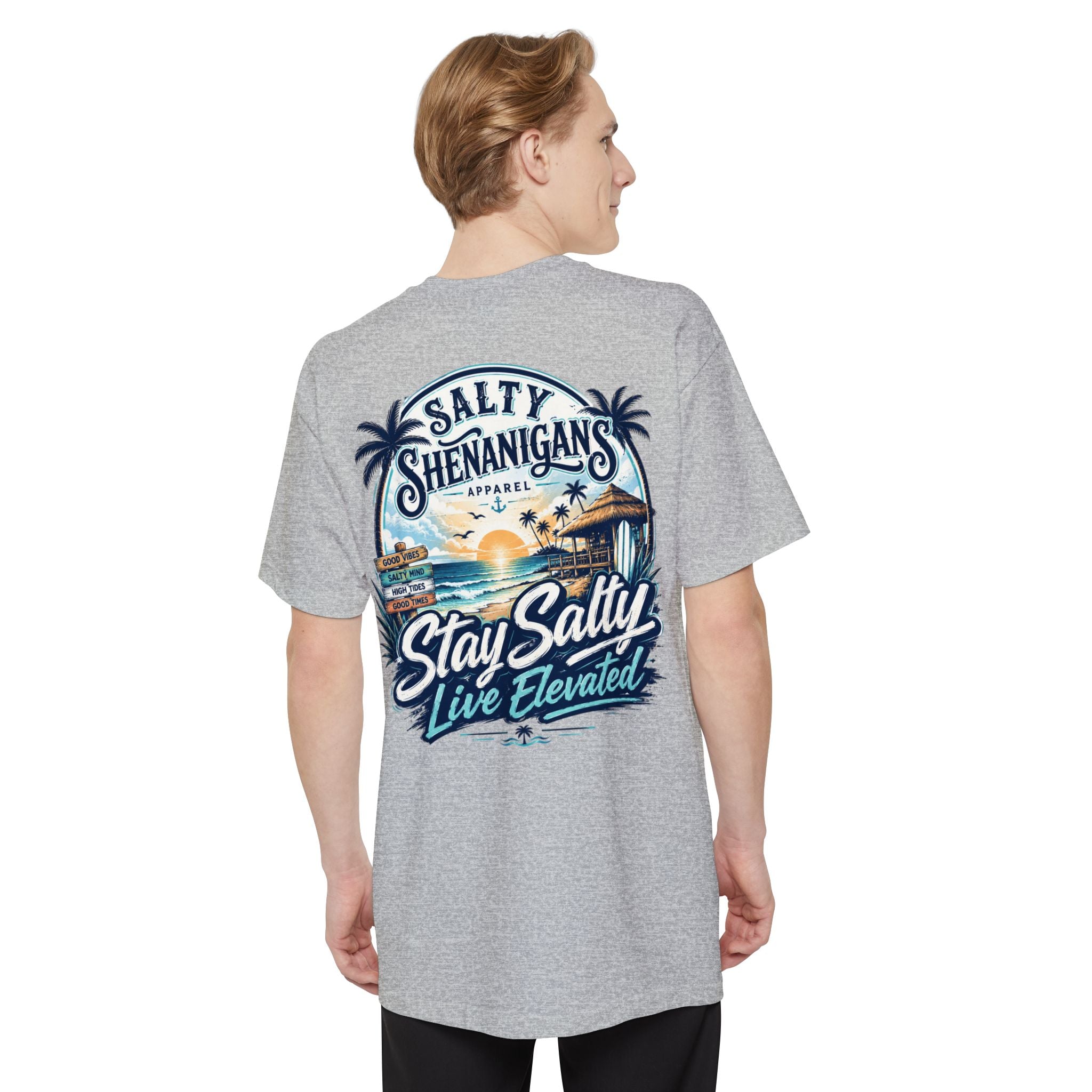 Stay Salty, Live Elevated Coastal Beach Bar Tall Tee Printify