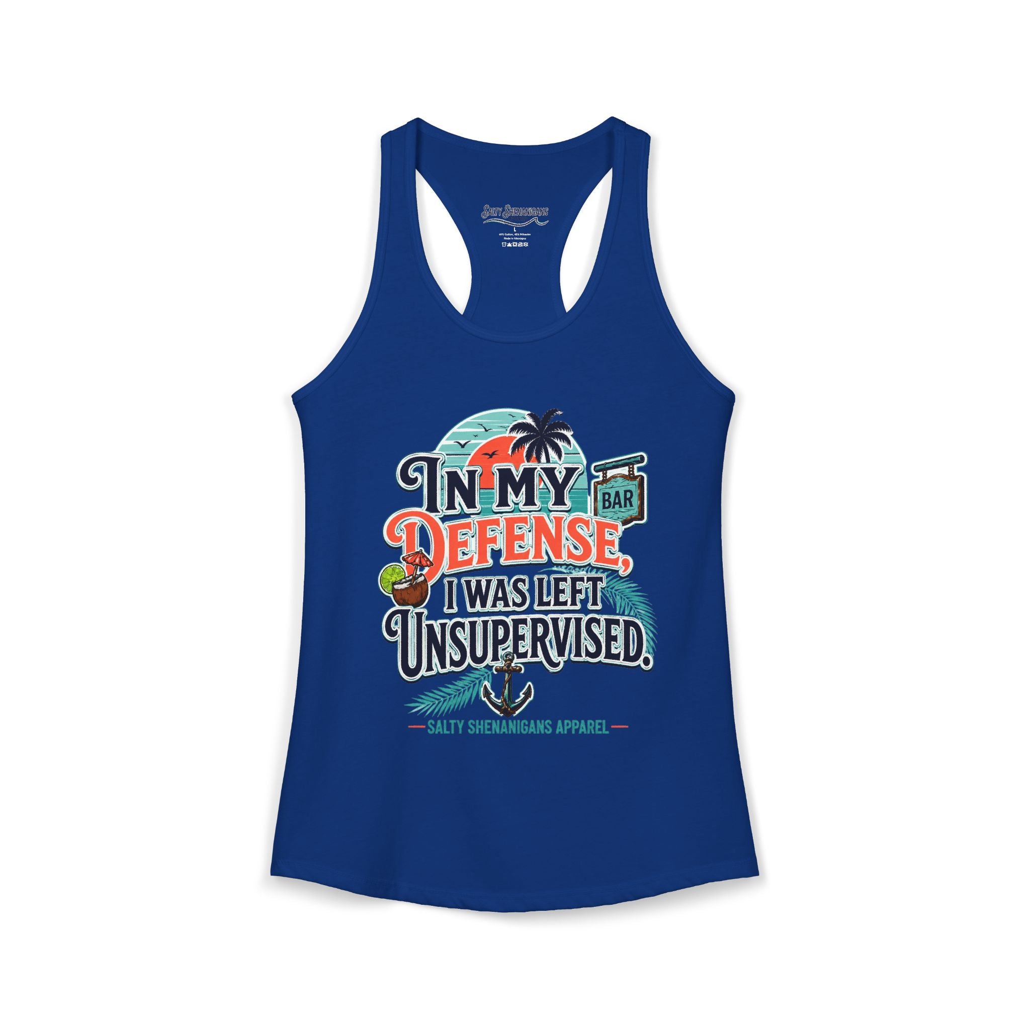 In My Defense I Was Left Unsupervised Women's Racerback Tank Printify