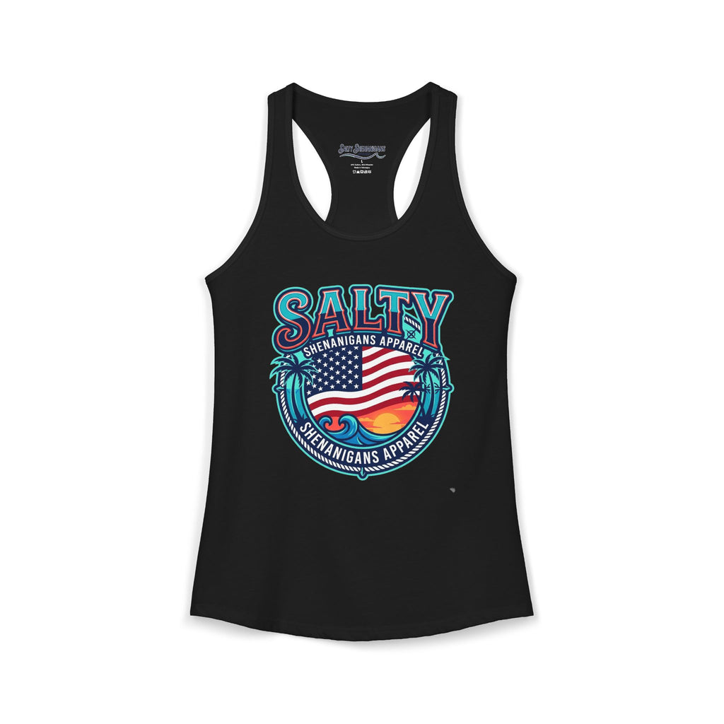 Salty Shenanigans Patriotic Coastal Women's Racerback Tank Top Printify