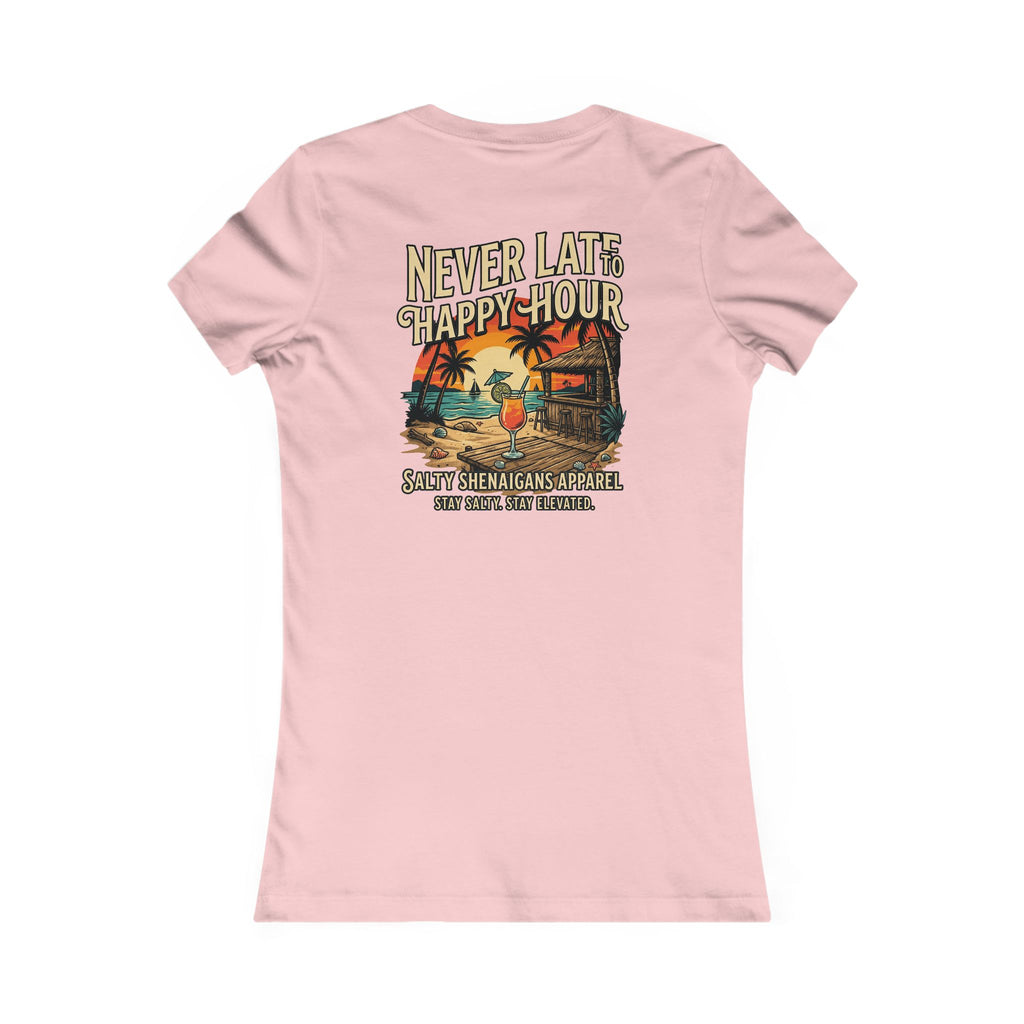 Women's Never Late to Happy Hour  Bella+Canvas Coastal Vacation Tee Printify