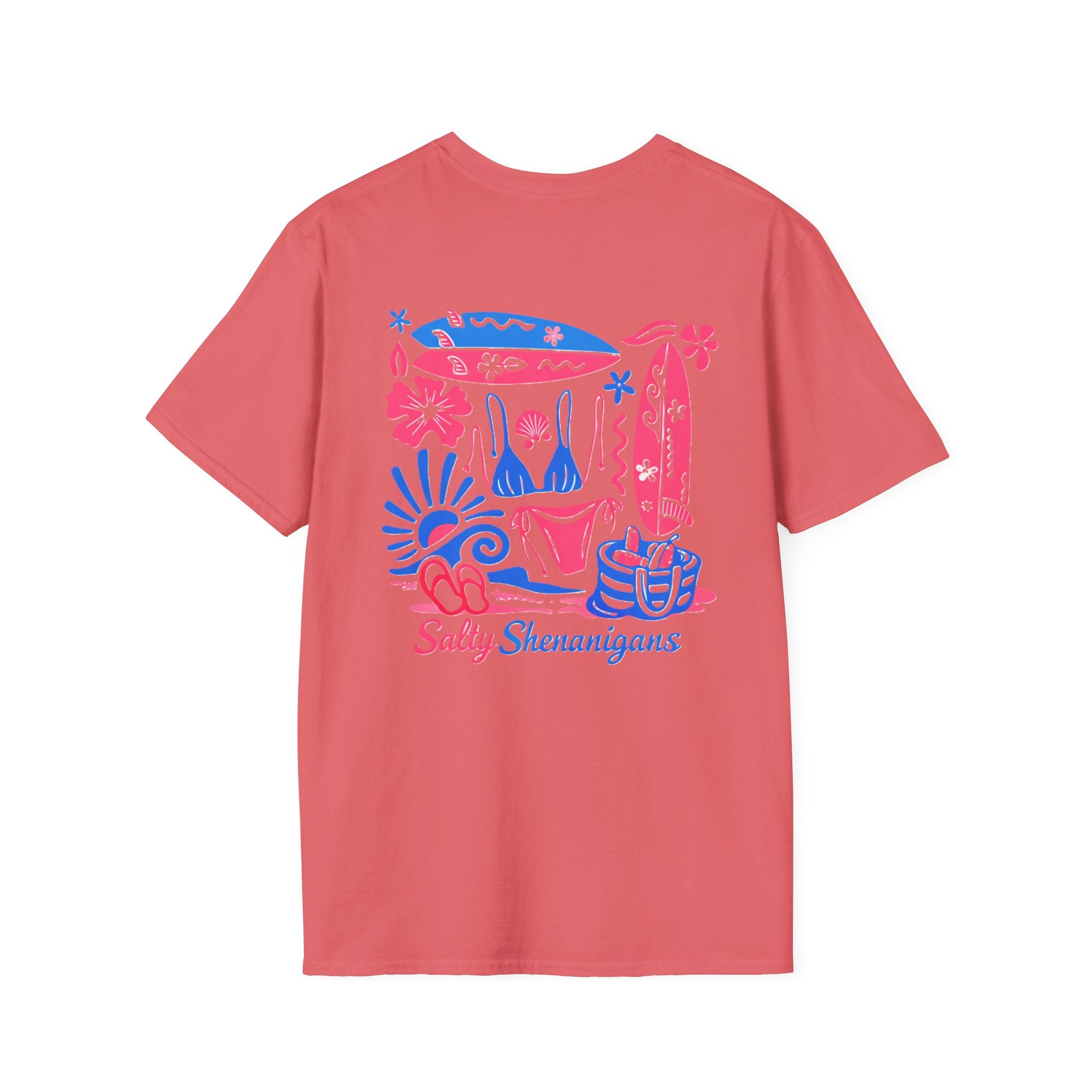 Salty Shenanigans Beach Club T-Shirt — Graphic Beach Scene Tee Printify