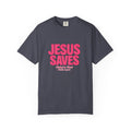 Clothed In Christ -Jesus Saves T-Shirt — Bold Pink Christian Faith Tee Printify