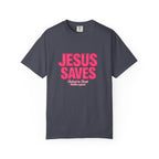 Clothed In Christ -Jesus Saves T-Shirt — Bold Pink Christian Faith Tee Printify