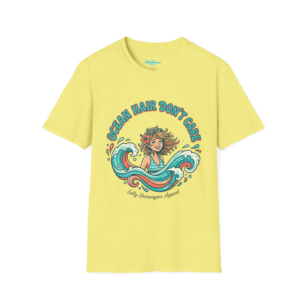 Ocean Hair Don't Care Salty Shenanigans Apparel  T-Shirt Printify