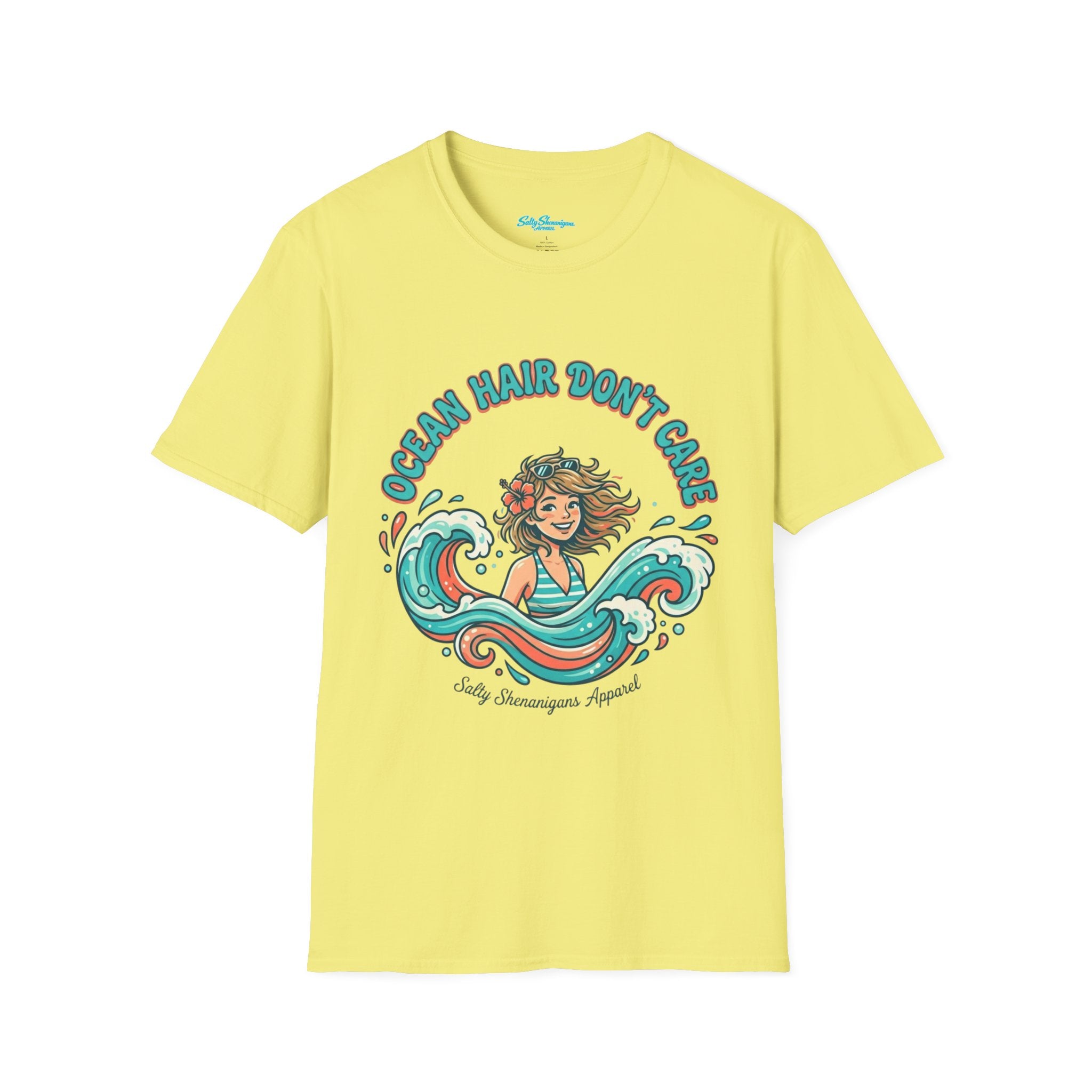 Ocean Hair Don't Care Salty Shenanigans Apparel  T-Shirt Printify