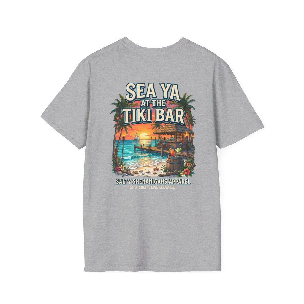 Sea Ya at the Tiki Bar Beach T-Shirt | Tropical Vacation Graphic Tee Printify