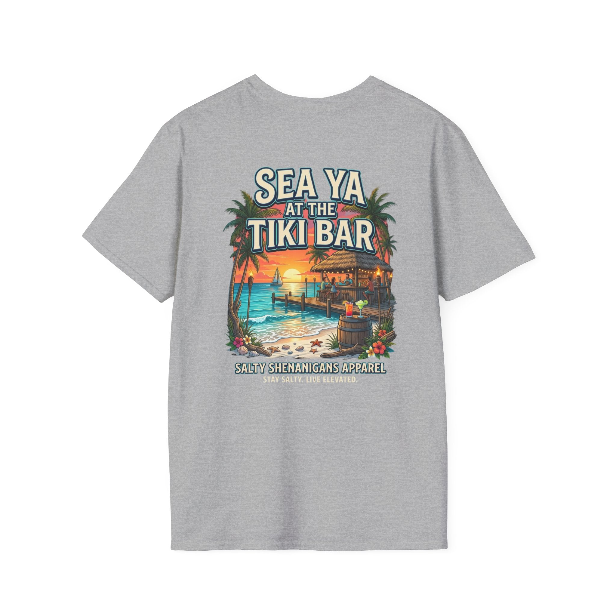 Sea Ya at the Tiki Bar Beach T-Shirt | Tropical Vacation Graphic Tee Printify