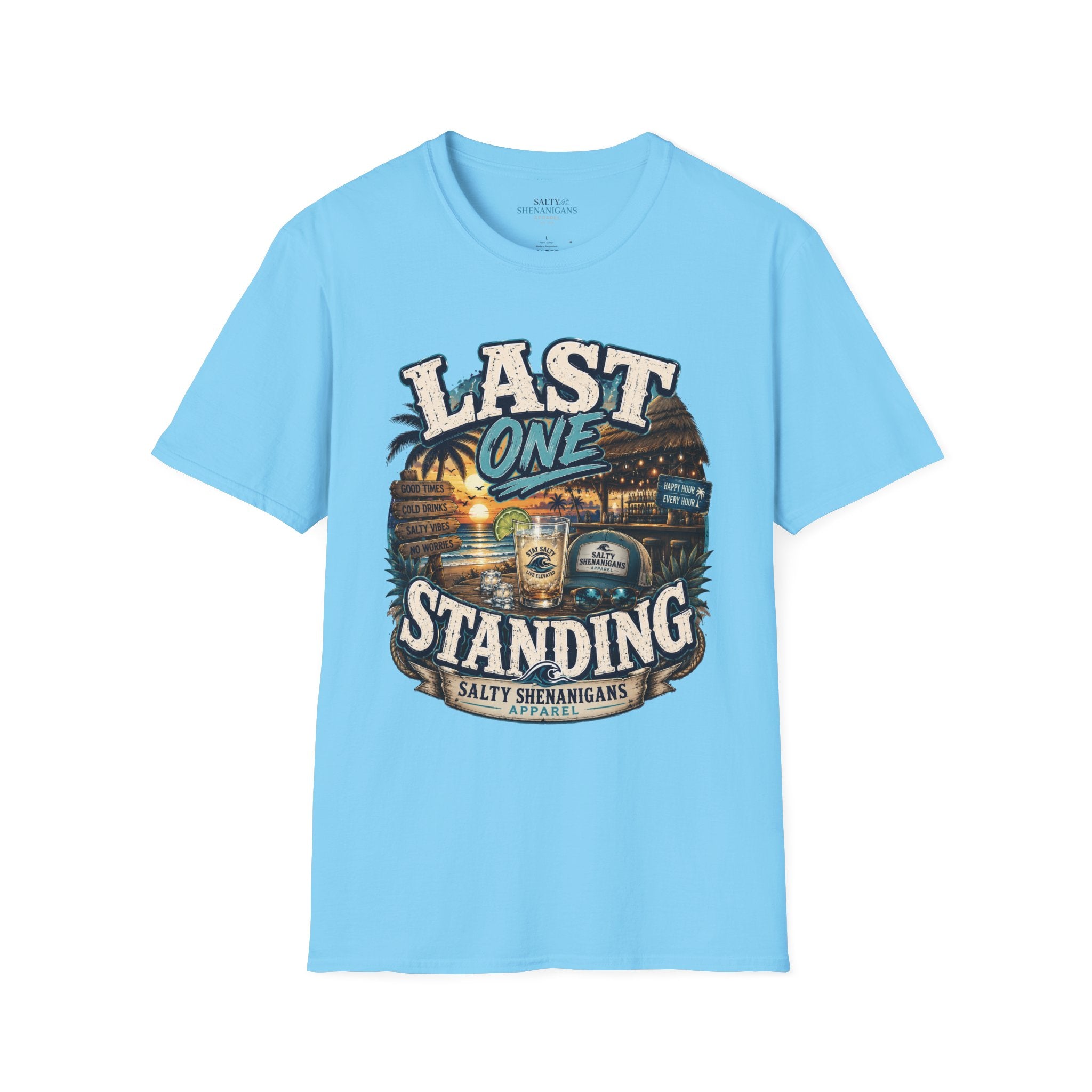 Last One Standing Beach Bar Graphic Tee Printify