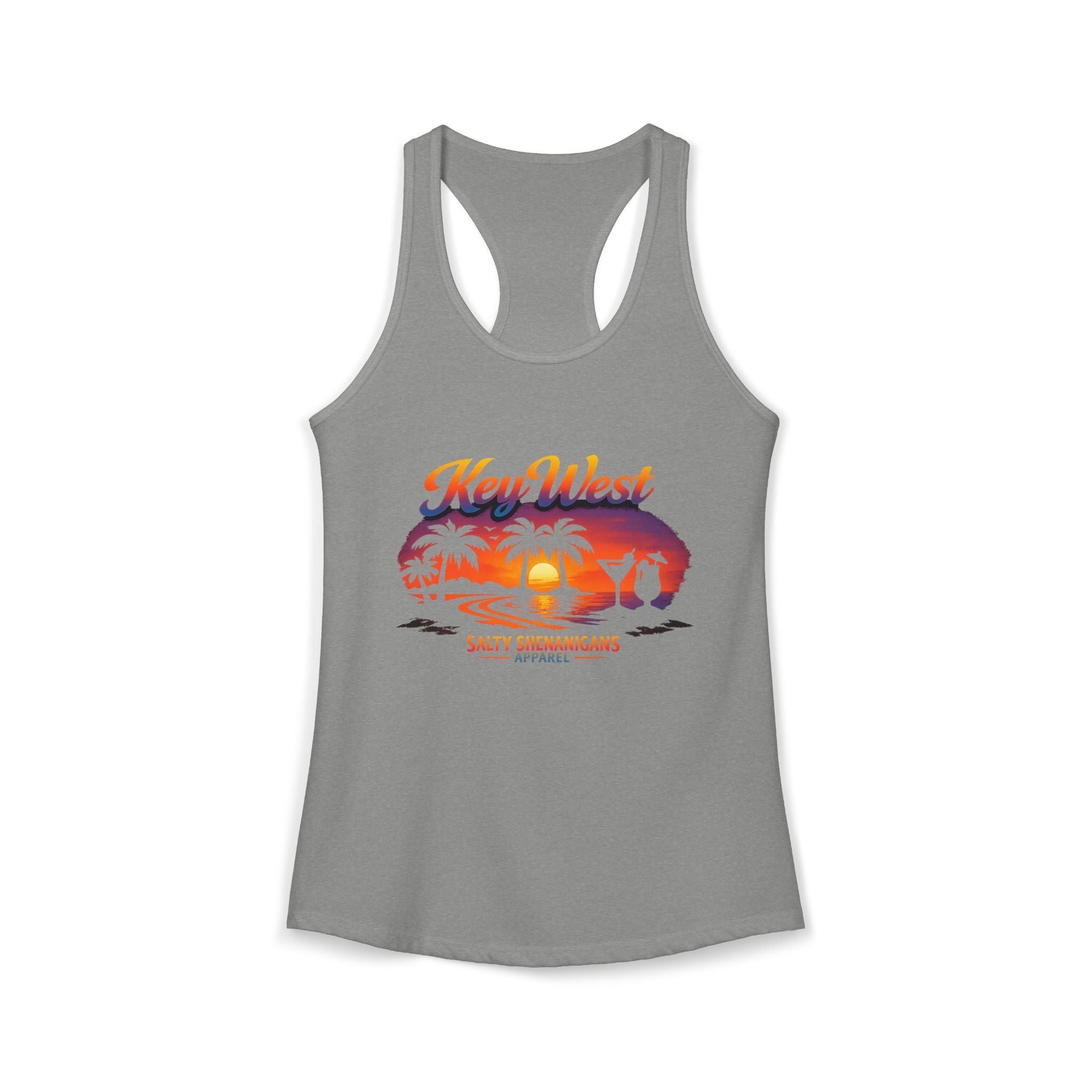 Women's Salty Shenanigans Key West Palm Racerback Tank Printify