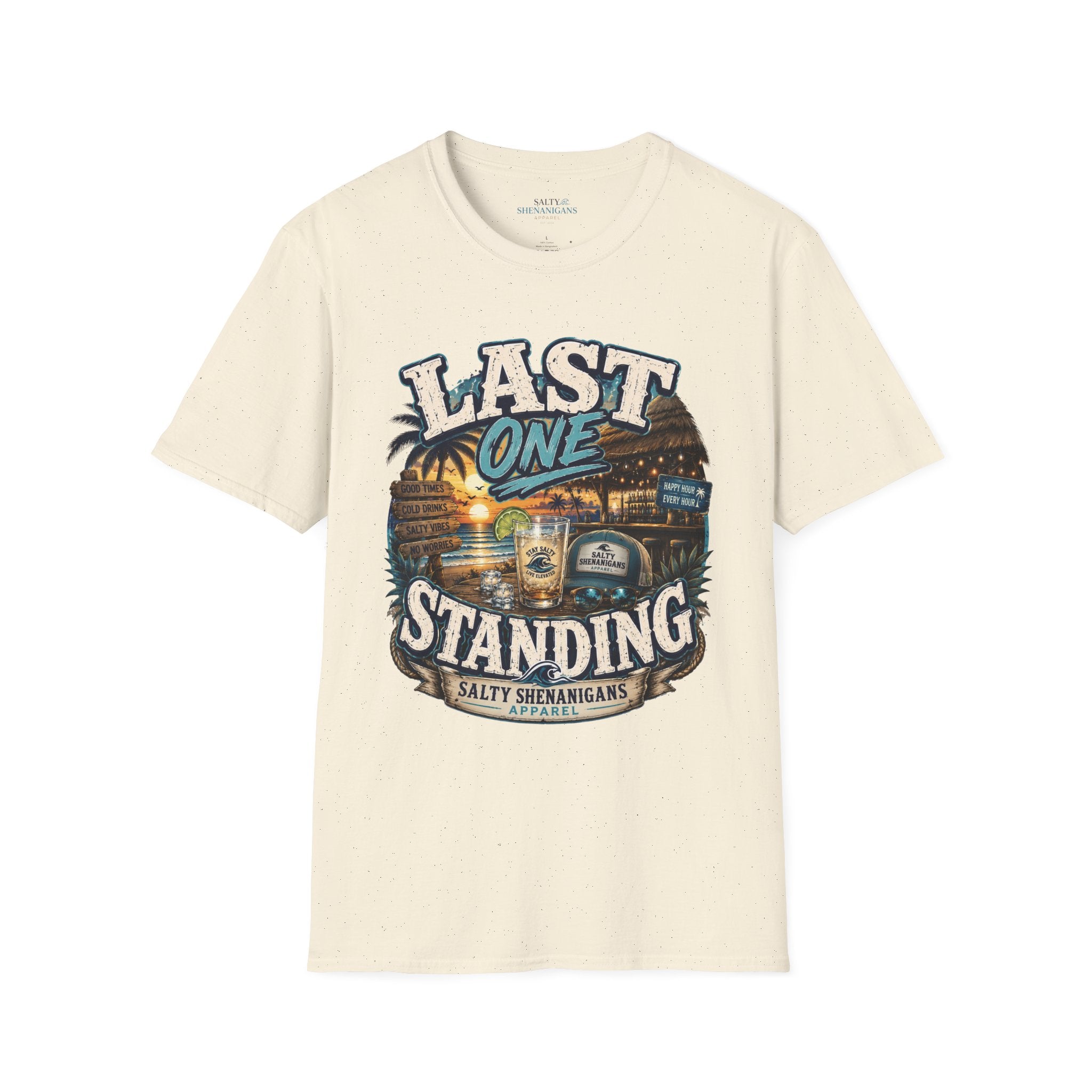 Last One Standing Beach Bar Graphic Tee Printify